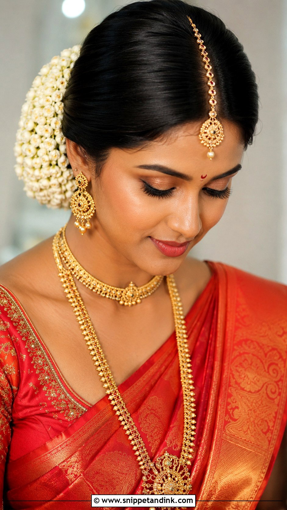 Indian Bridal Bun With Gajra - Snippet and Ink - 15 Indian Marriage Hairstyles
