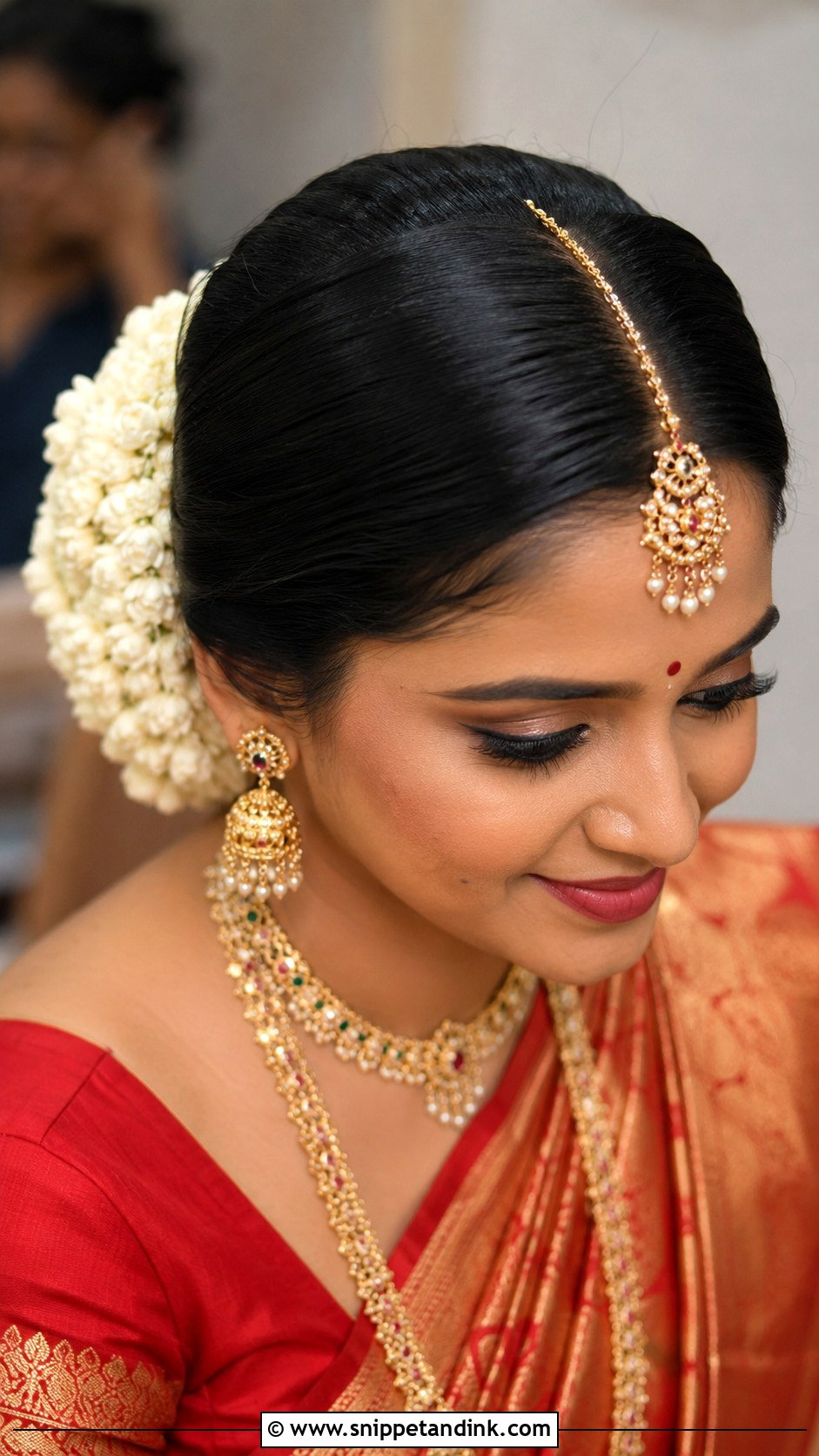 Indian Bridal Bun With Gajra - Snippet and Ink - 15 Indian Wedding Bride Hairstyle Ideas