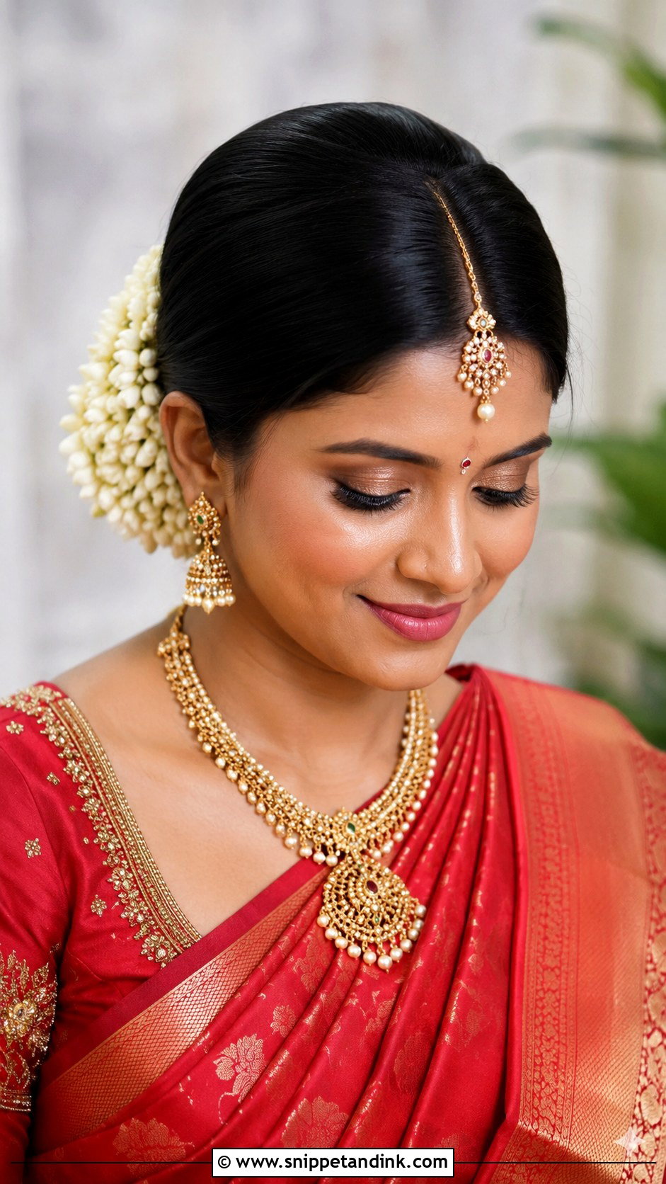 Indian Bridal Bun With Gajra - Snippet and Ink - 15 Indian Weddings Hairstyles