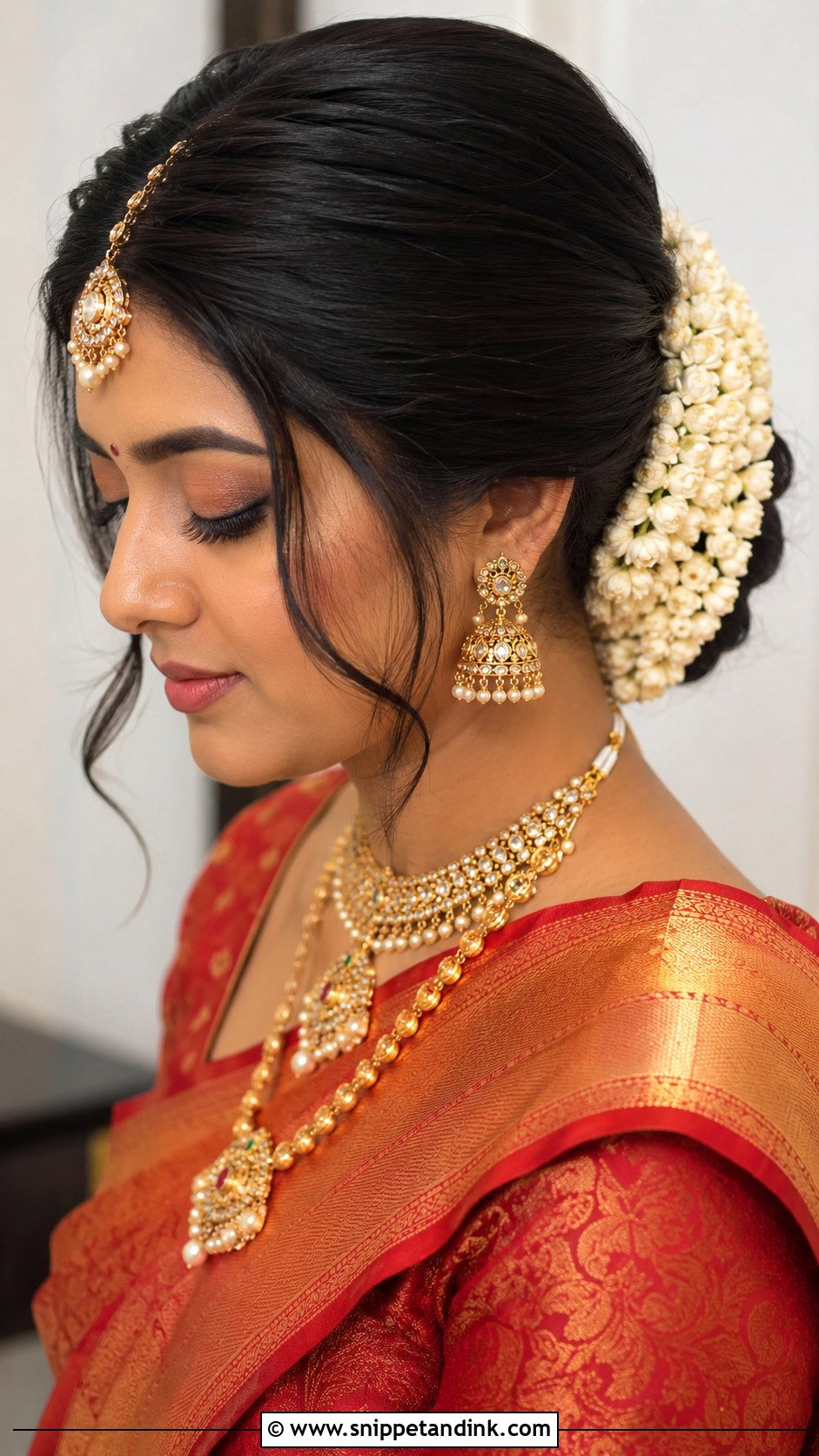 Indian Bridal Bun With Gajra - Snippet and Ink - 15 Indian Bridal Hair Styles
