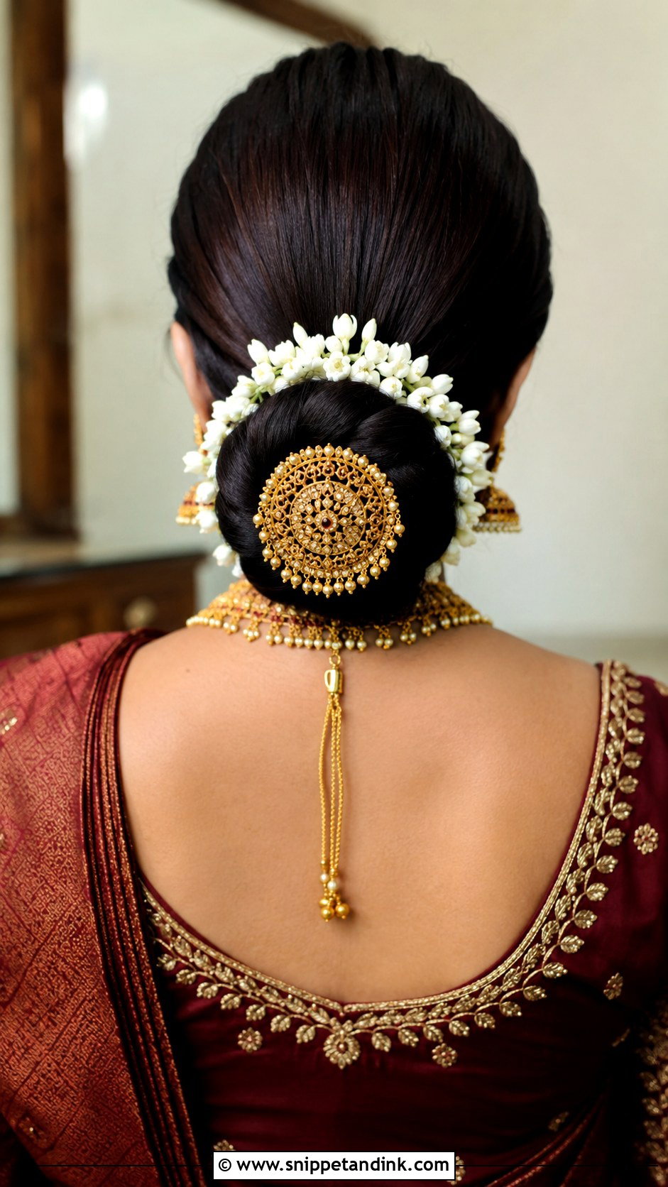 Indian Bridal Bun With Juda Pin - Snippet and Ink - 20 Indian Bridal Hair Bun Style Ideas