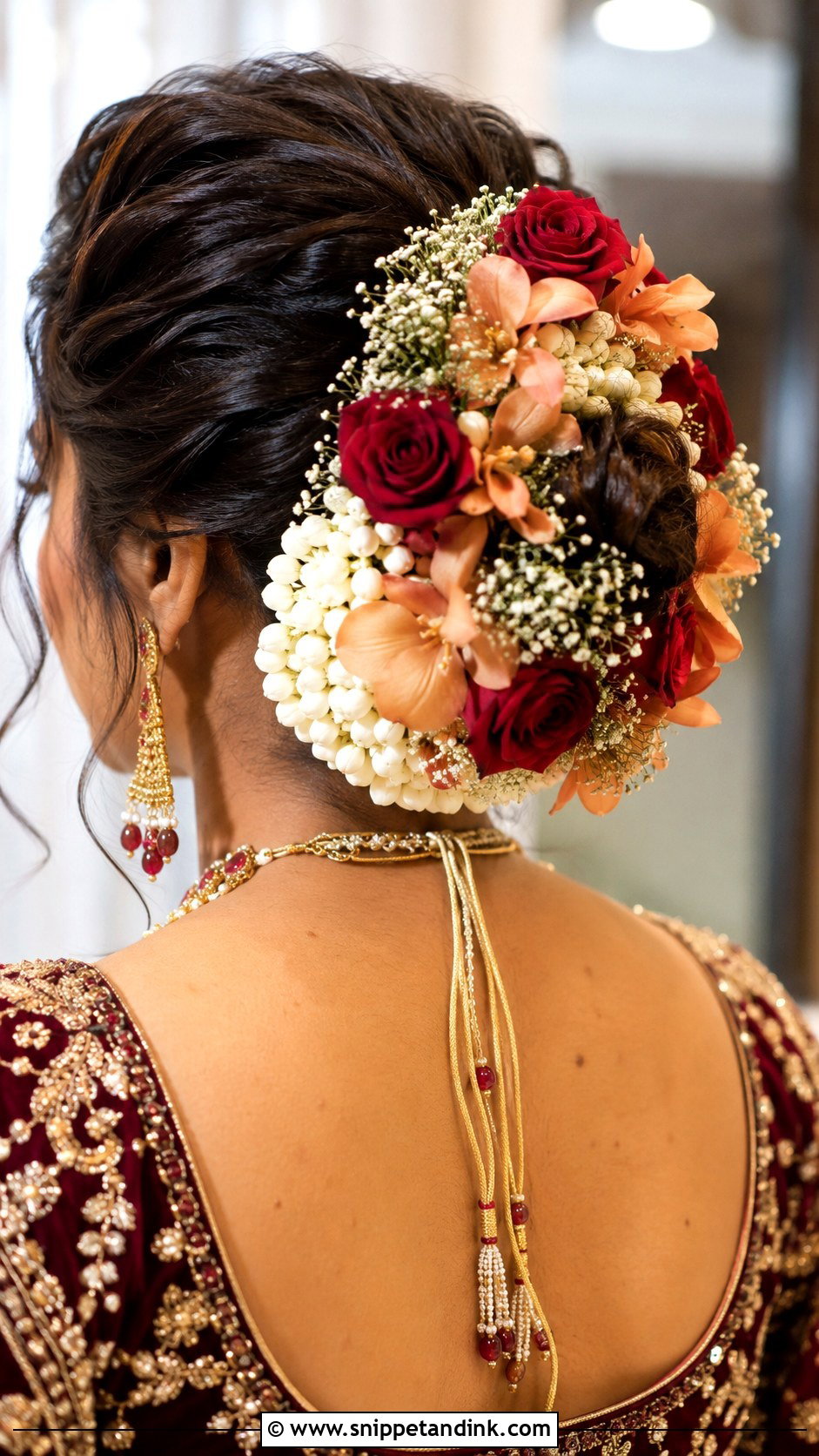 Indian Bridal Bun With Mixed Flowers - Snippet and Ink - 15 Indian Bridal Hair Buns with Flowers