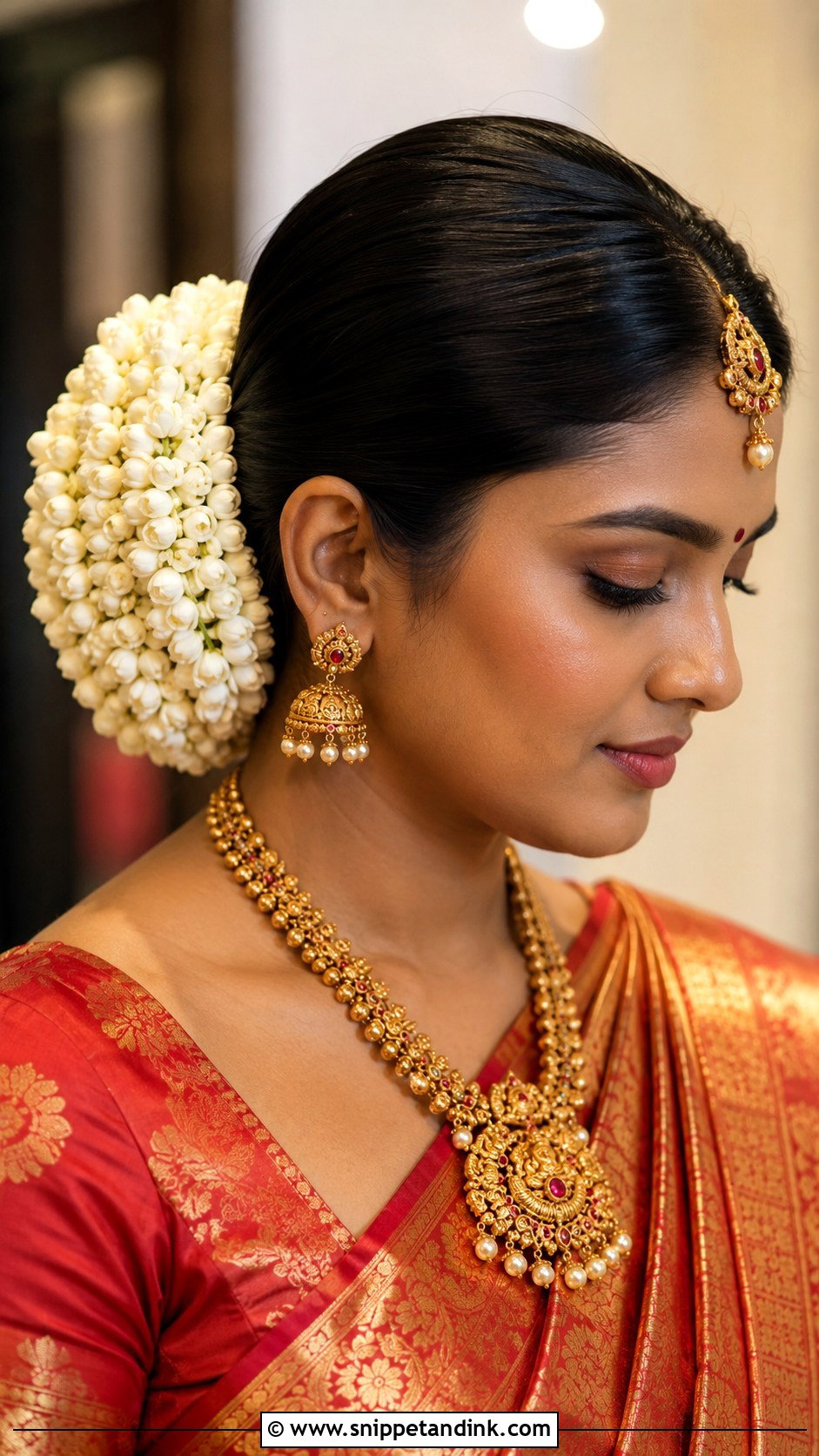 Indian Bridal Bun With Mogra Flowers - Snippet and Ink - 15 Indian Bridal Hair Buns with Flowers