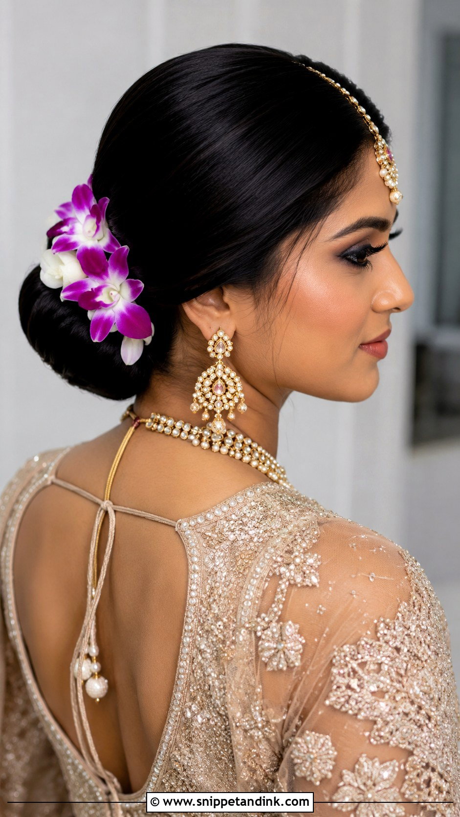 Indian Bridal Bun With Orchids - Snippet and Ink - 15 Indian Bridal Hair Buns with Flowers