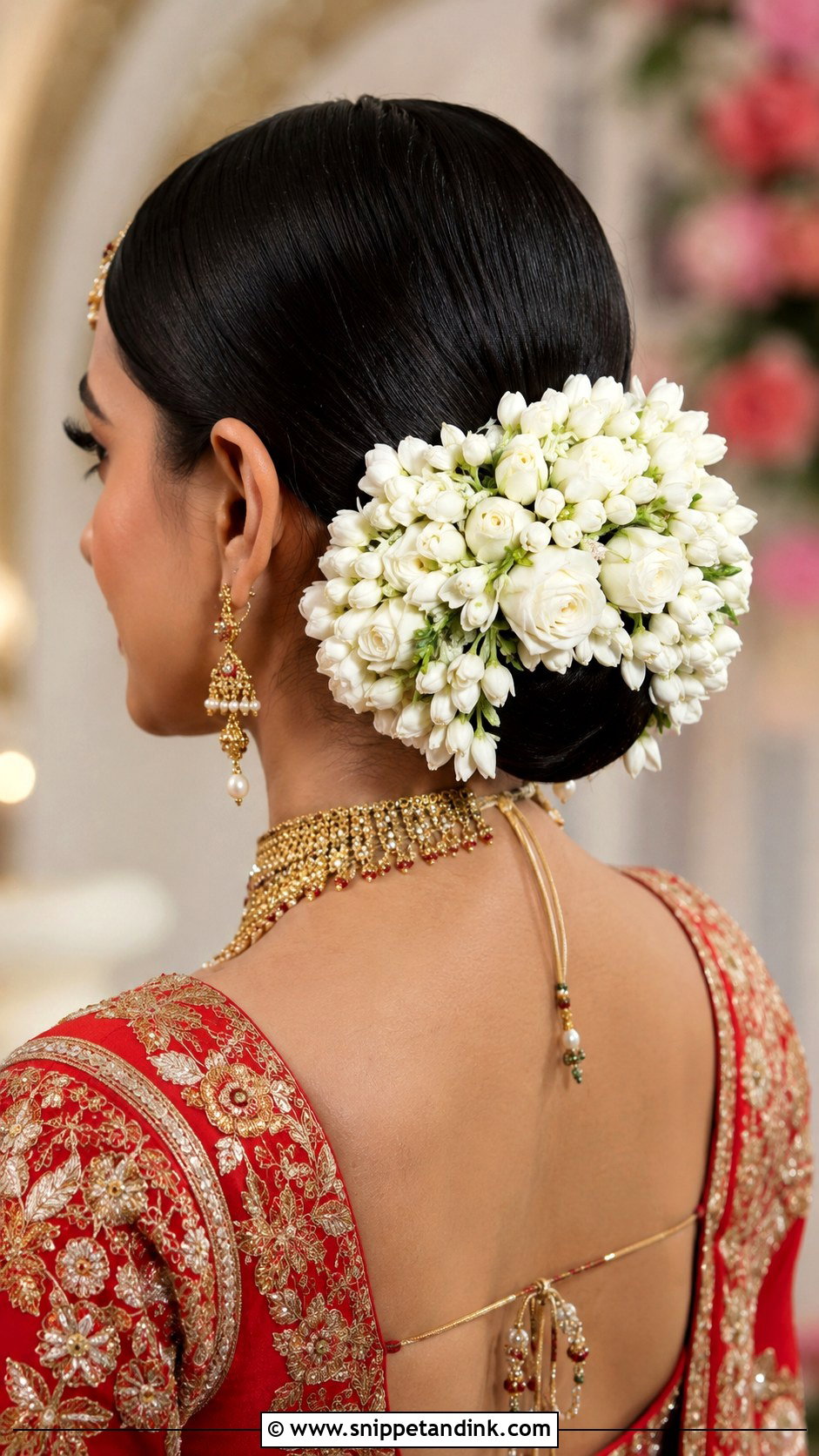 Indian Bridal Bun With White Flowers - Snippet and Ink - 15 Indian Bridal Hair Buns with Flowers