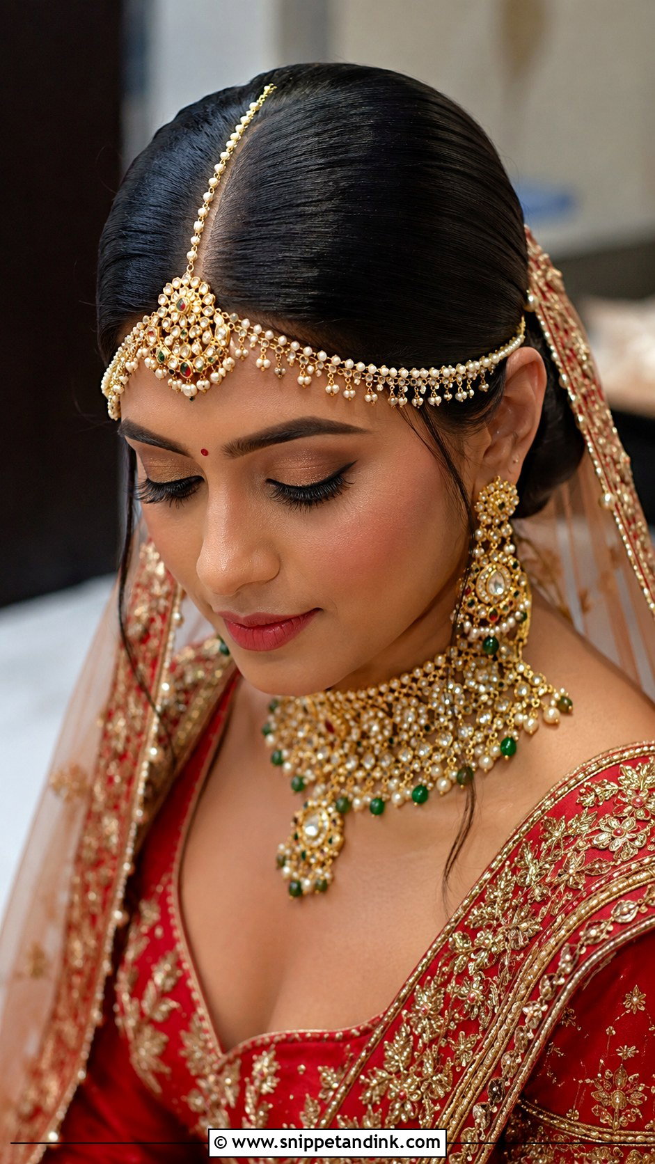Indian Bridal Center Part Bun - Snippet and Ink - 15 Indian Bridal Hairdo Ideas
