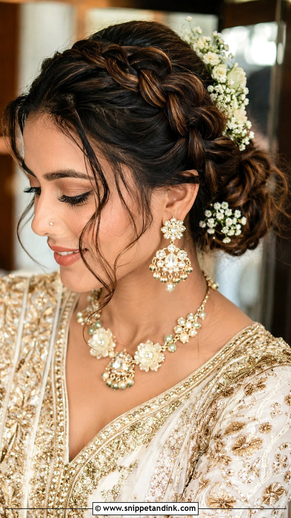Indian Bridal Crown Braid - Snippet and Ink - 15 Indian Bride Wedding Hairstyles
