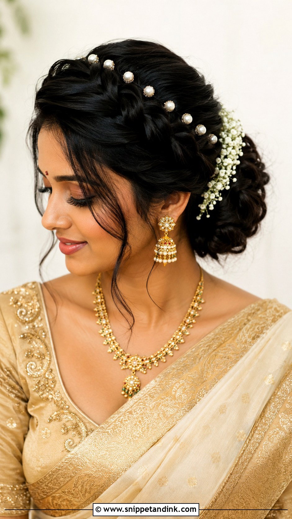 Indian Bridal Crown Braid Bun - Snippet and Ink - 15 Indian Hair Styles for Bridal