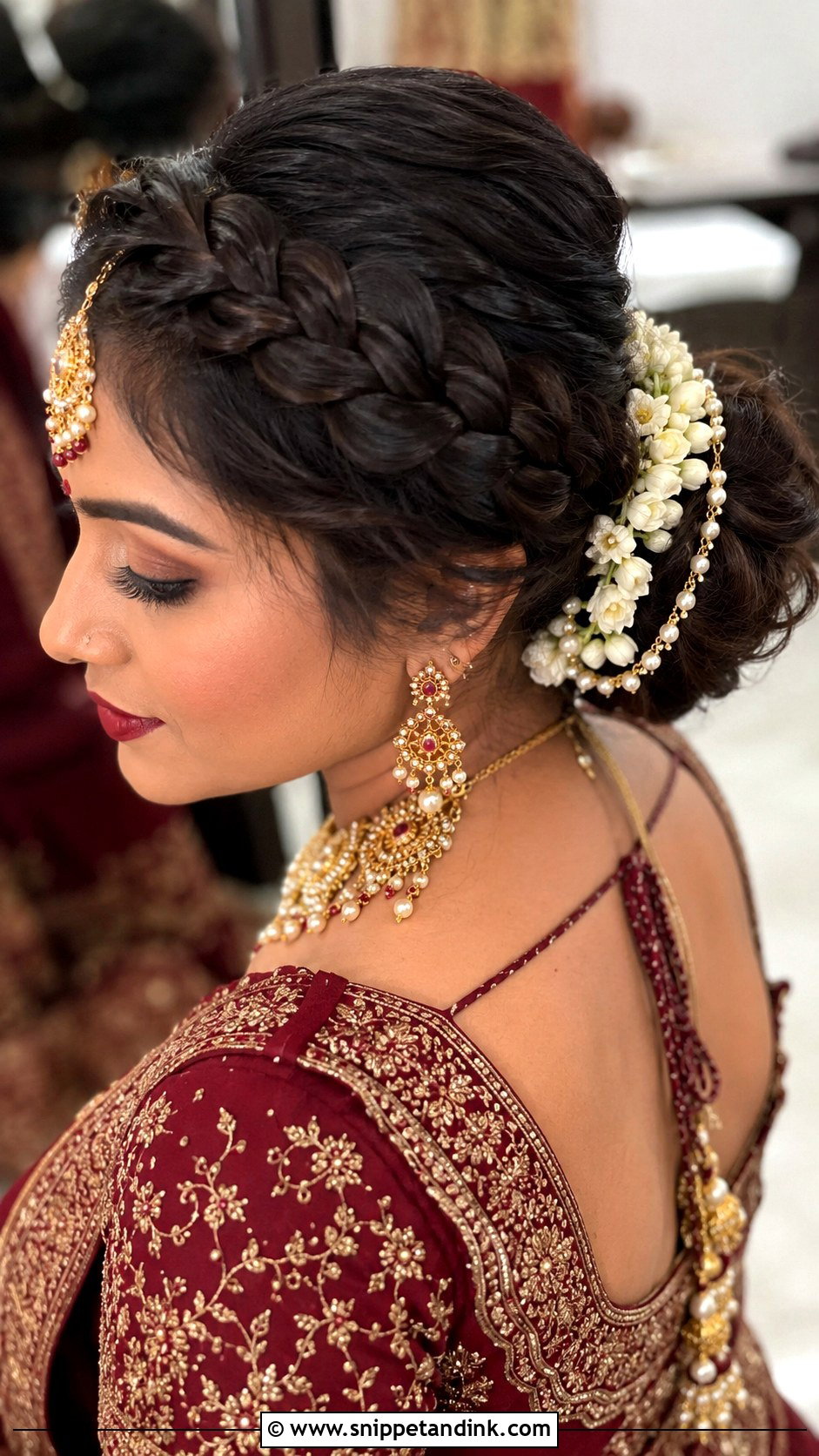 Indian Bridal Crown Braid Bun For Long Hair - Snippet and Ink - 15 Indian Bridal Hairstyles for Long Hair