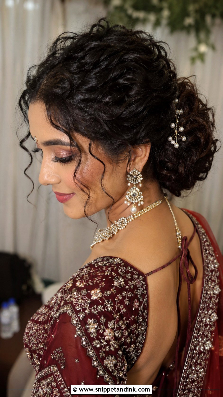 Indian Bridal Curly Bun - Snippet and Ink - 20 Indian Marriage Hair Styles