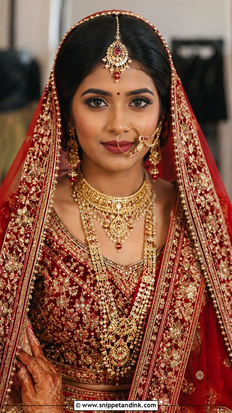 Indian Bridal Dupatta Bun Front View - Snippet and Ink - 20 Indian Front View Bridal Hairstyles