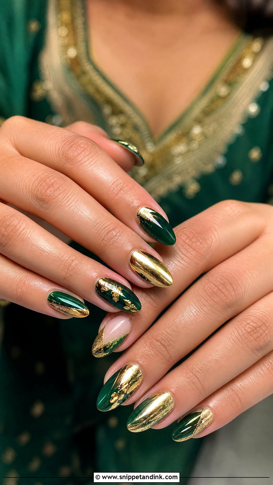 Indian Bridal Emerald Green Nails - Snippet and Ink - 25 Indian Bridal Nails Designs Brides