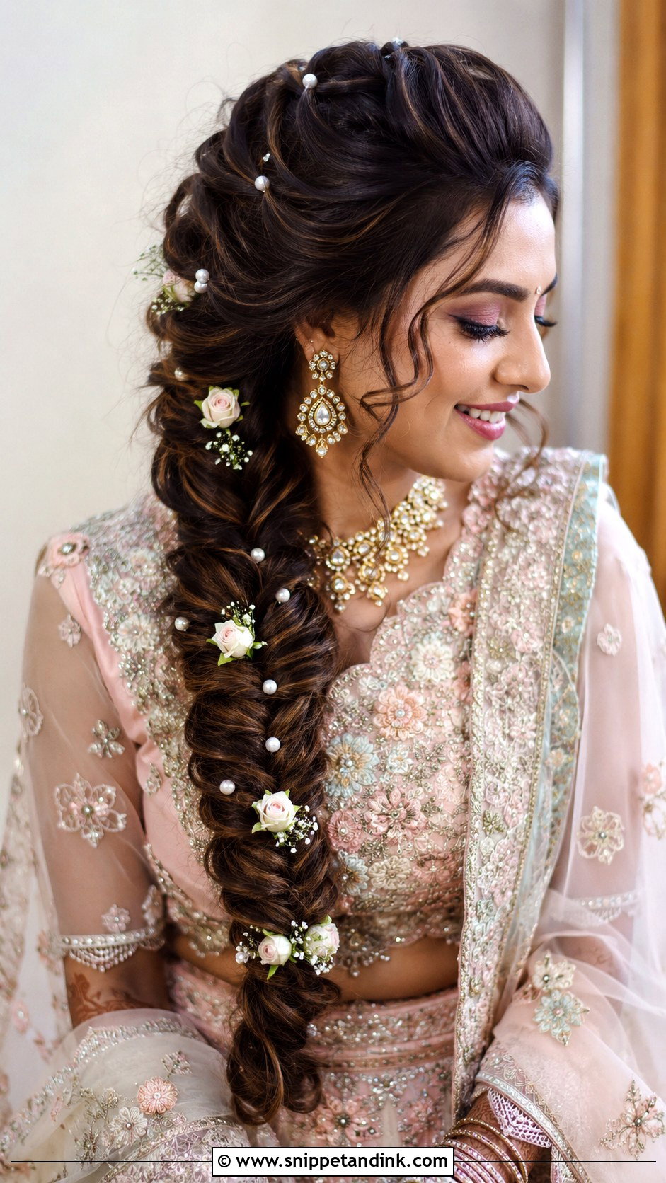 Indian Bridal Fishtail Braid - Snippet and Ink - 20 Indian Wedding Bridal Braid Hairstyle Ideas