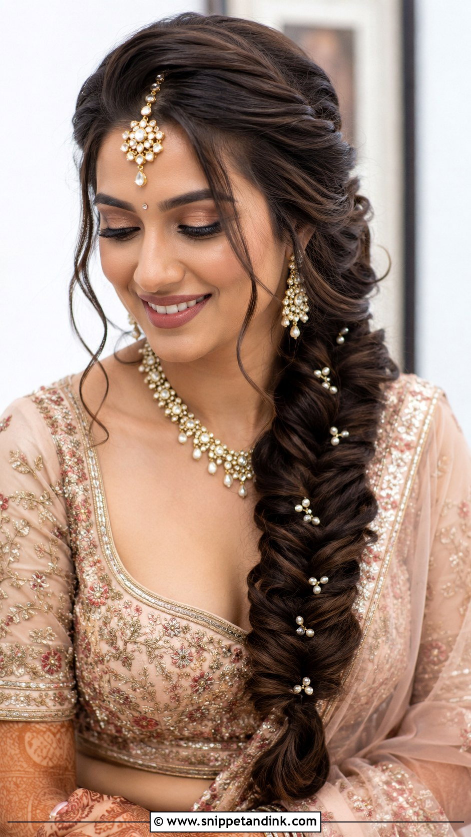 Indian Bridal Fishtail Braid - Snippet and Ink - 20 Indian Bride Braid Hairstyle Ideas