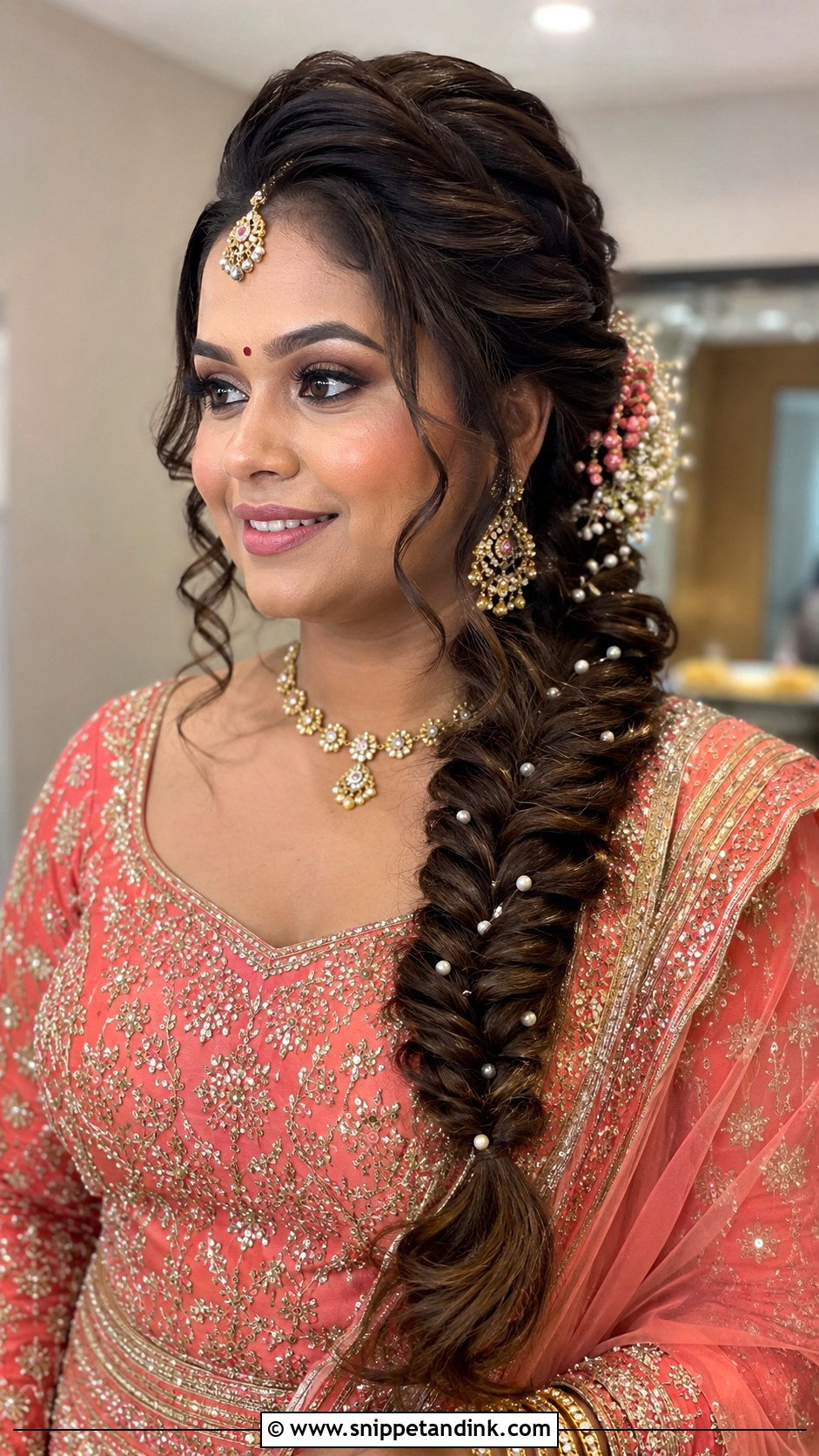 Indian Bridal Fishtail Braid For Round Face - Snippet and Ink - 15 Indian Wedding Hairstyle for Round Face Ideas