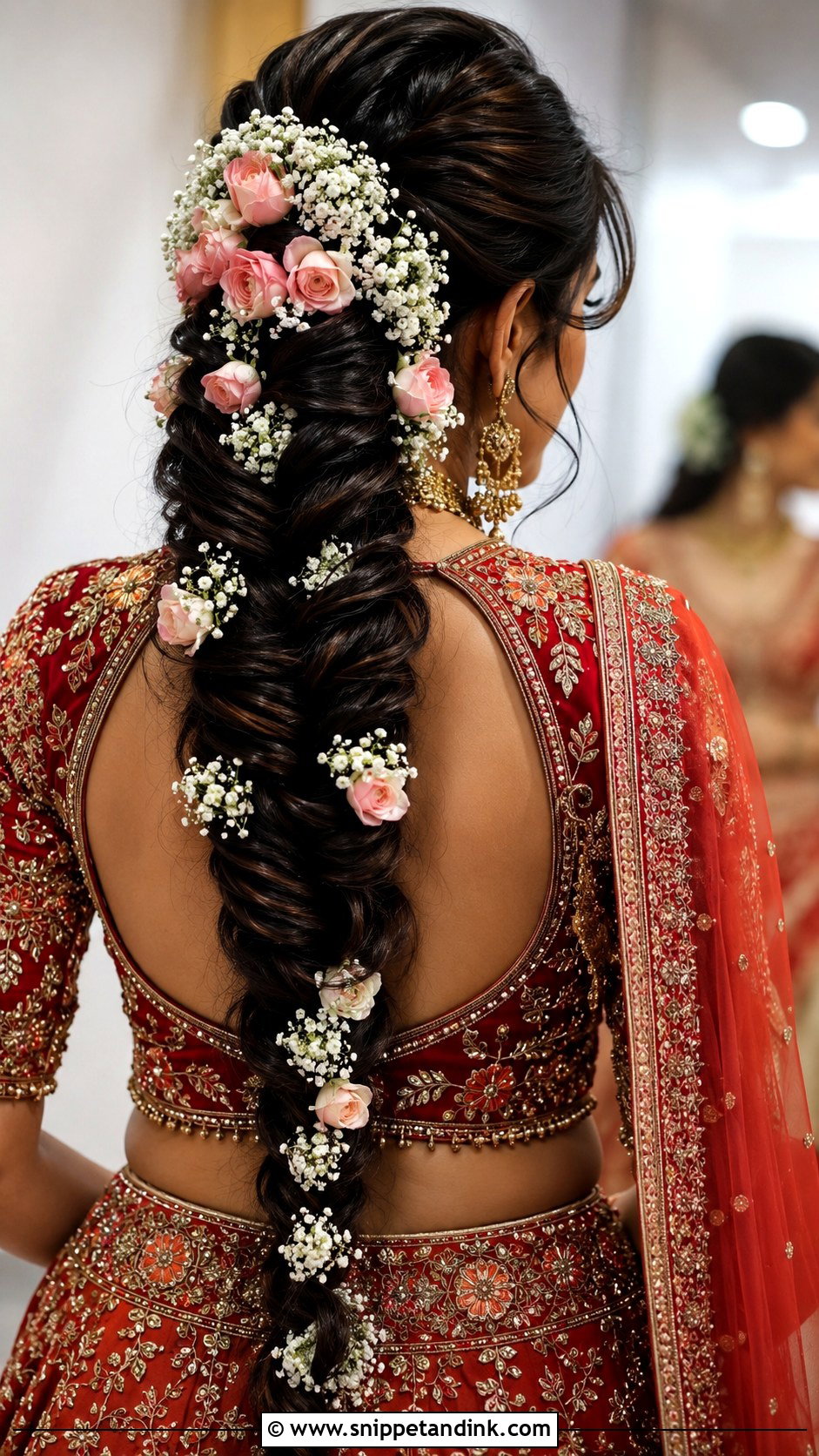 Indian Bridal Fishtail Braid With Flowers - Snippet and Ink - 20 Indian Wedding Fish Braid Hairstyles