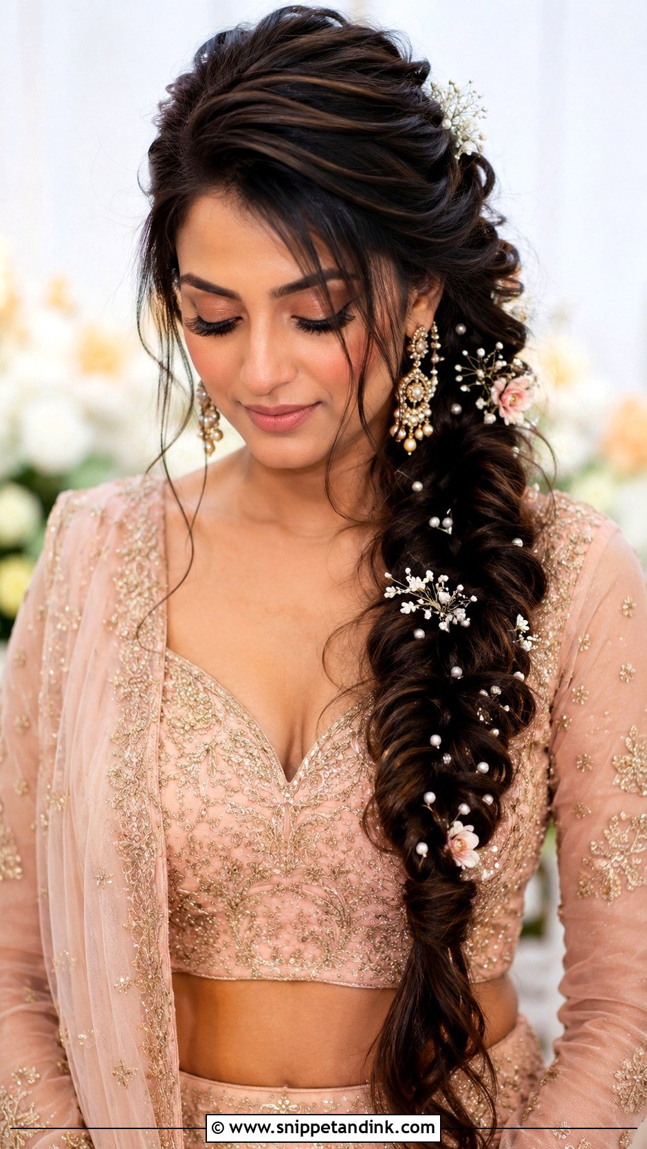 Indian Bridal Fishtail Braid - Snippet and Ink - 15 Indian Bridal Hairdo Ideas