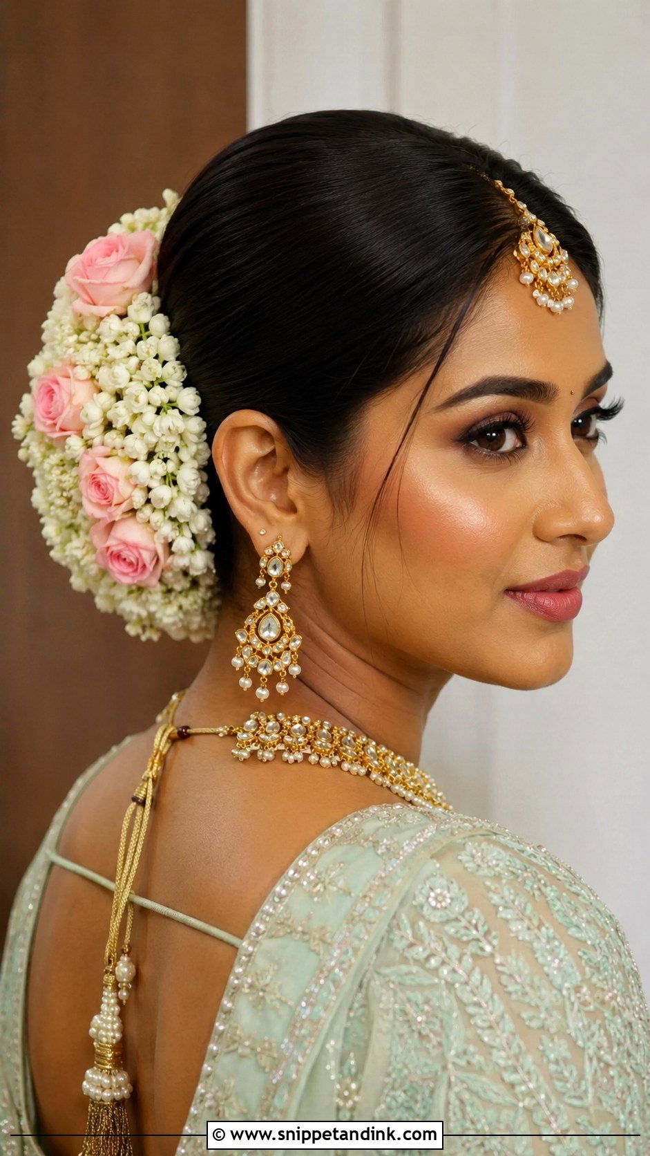 Indian Bridal Flower Bun - Snippet and Ink - 15 Indian Bride Hairstyles