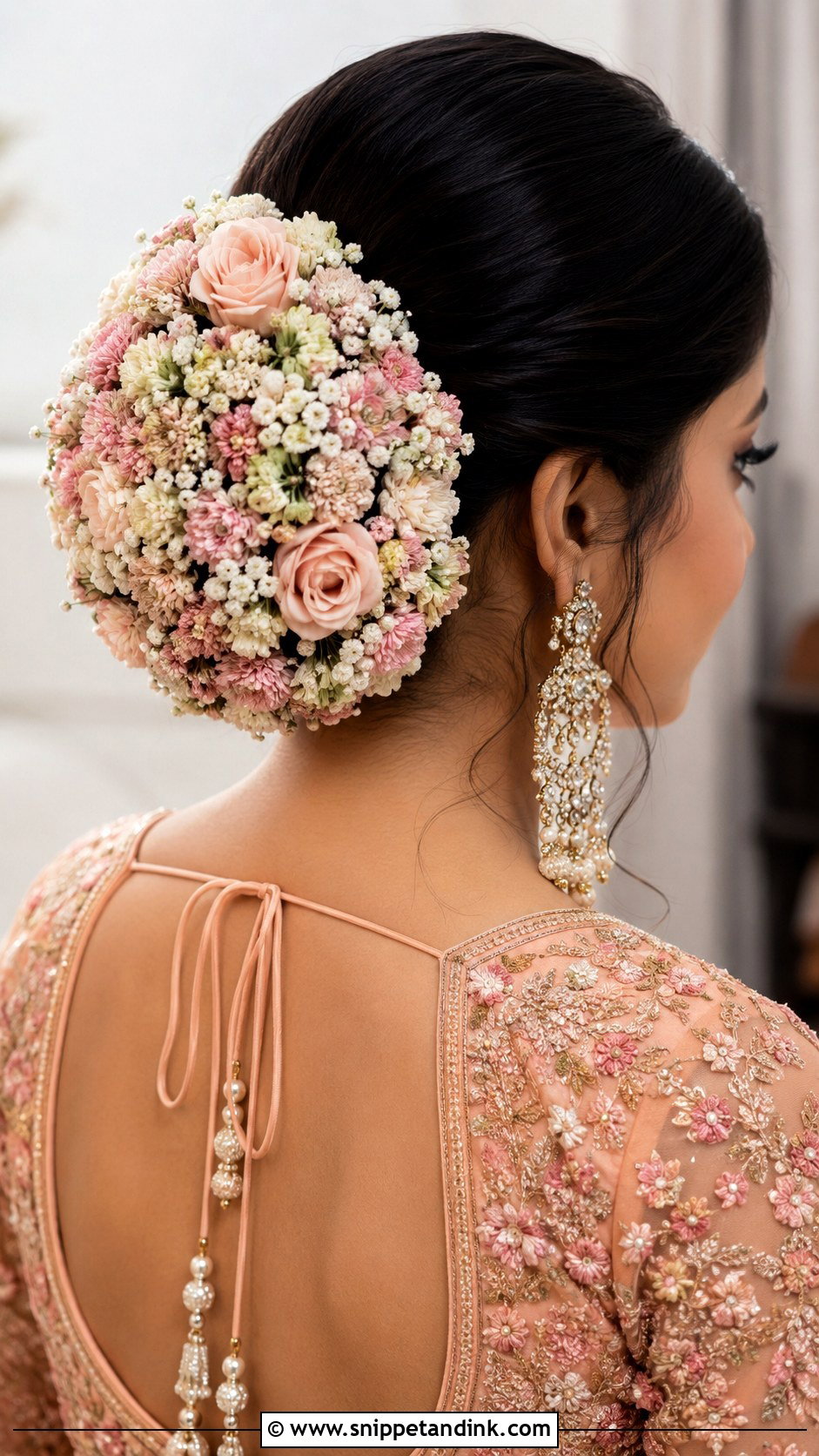 Indian Bridal Flower Bun - Snippet and Ink - 15 Indian Bride Bun Hairstyle Ideas
