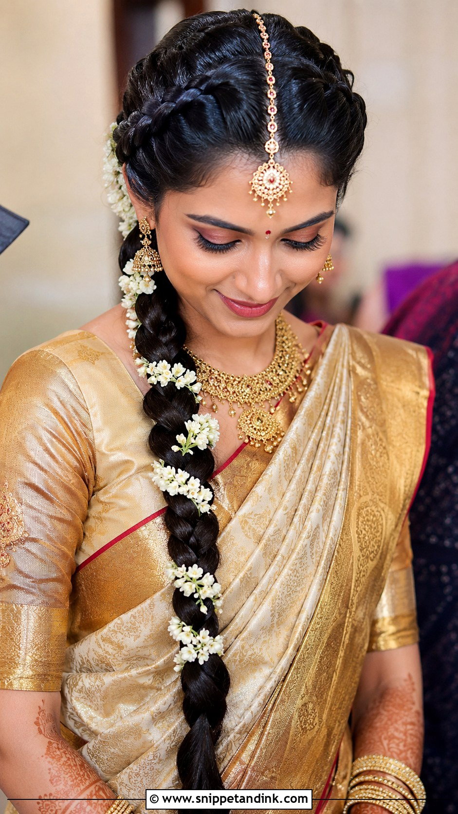 Indian Bridal French Braid - Snippet and Ink - 20 Indian Bride Braid Hairstyle Ideas