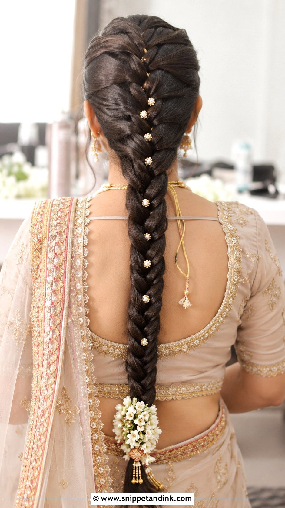 Indian Bridal French Braid - Snippet and Ink - 20 Indian Wedding Bridal Braid Hairstyle Ideas
