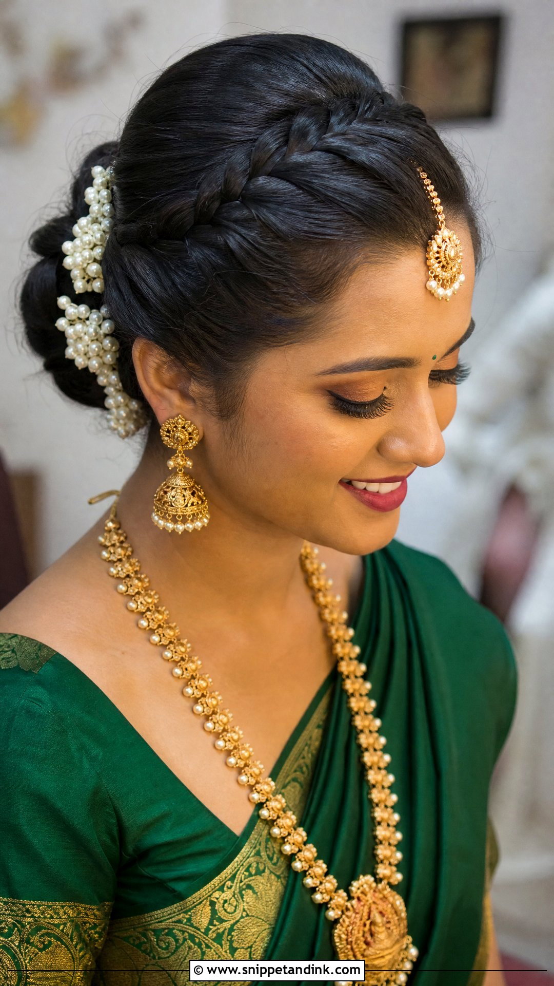 Indian Bridal Front Braided Bun - Snippet and Ink - 15 Bride Front Hairstyles Indian Wedding