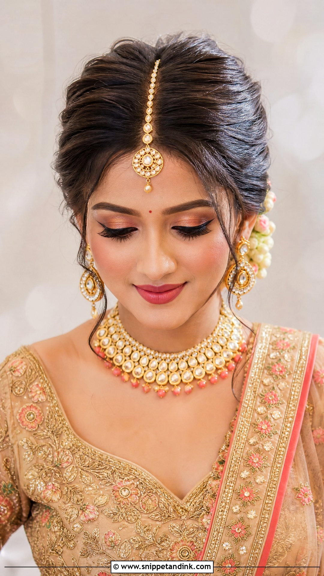 Indian Bridal Front Hairstyle With Maang Tikka - Snippet and Ink - 15 Bride Front Hairstyles Indian Wedding