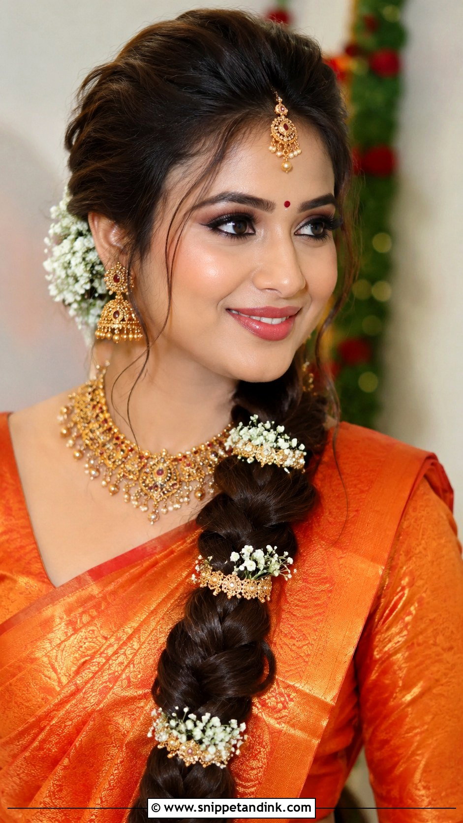 Indian Bridal Front Puff Braid For Round Face - Snippet and Ink - 15 Indian Wedding Hairstyle for Round Face Ideas