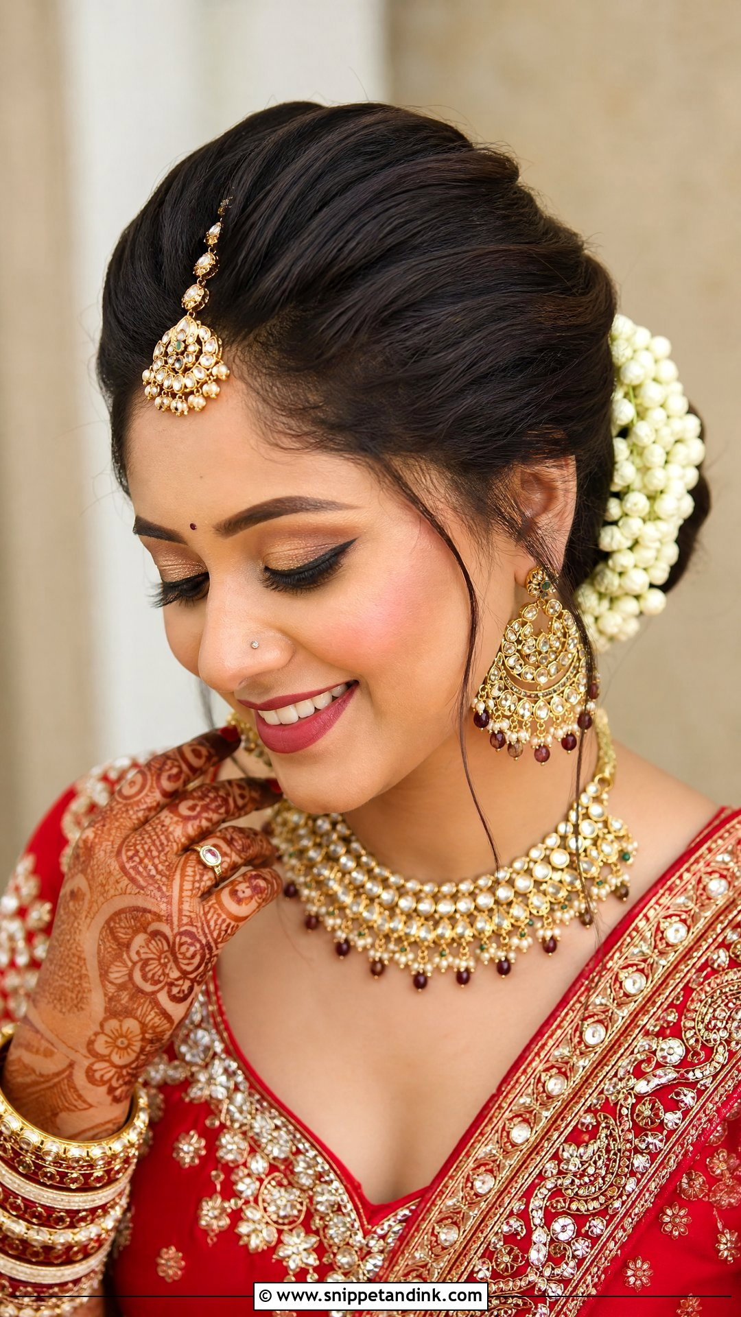 Indian Bridal Front Puff Bun - Snippet and Ink - 15 Bride Front Hairstyles Indian Wedding