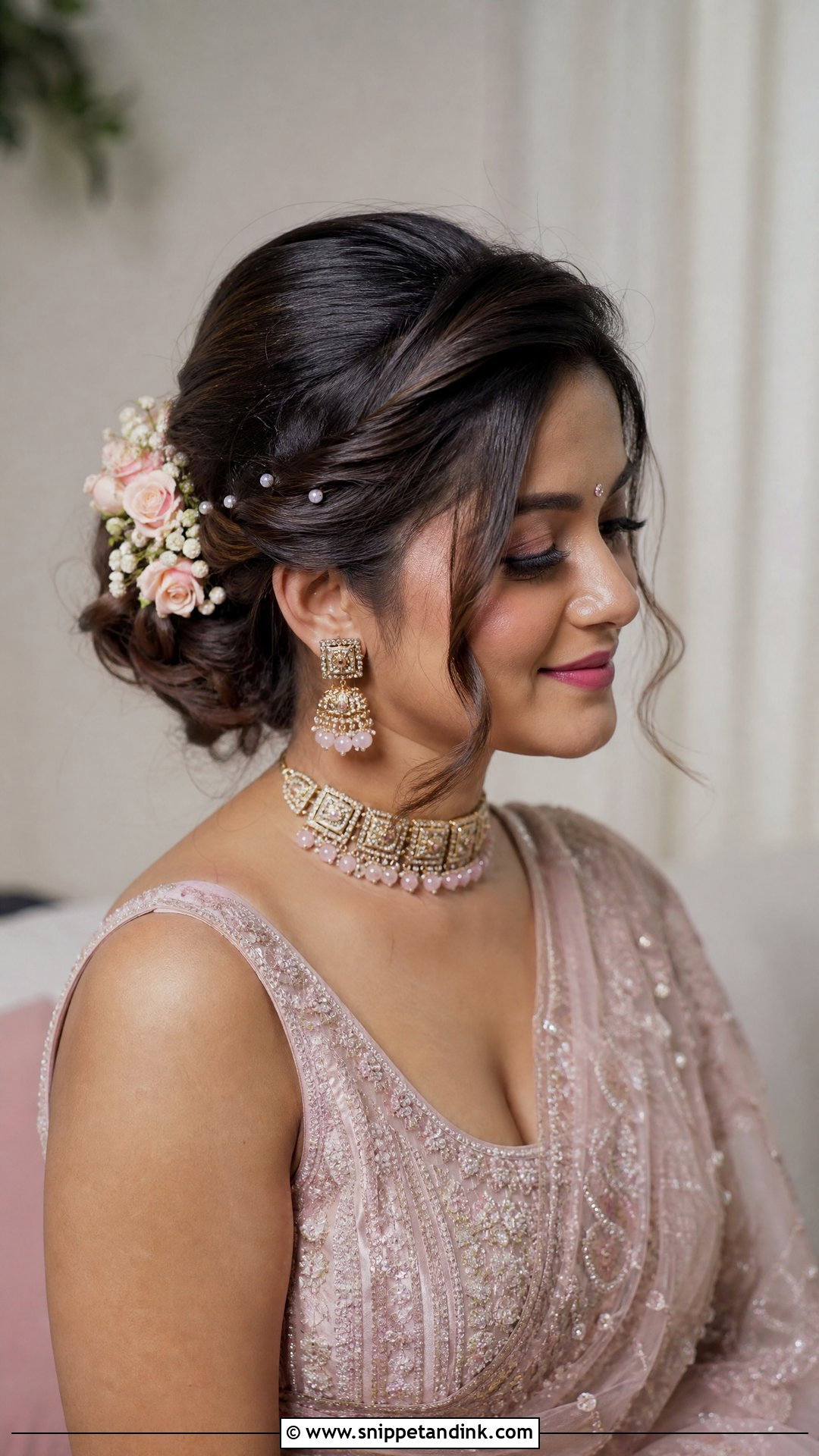 Indian Bridal Front Twist Bun - Snippet and Ink - 15 Bride Front Hairstyles Indian Wedding
