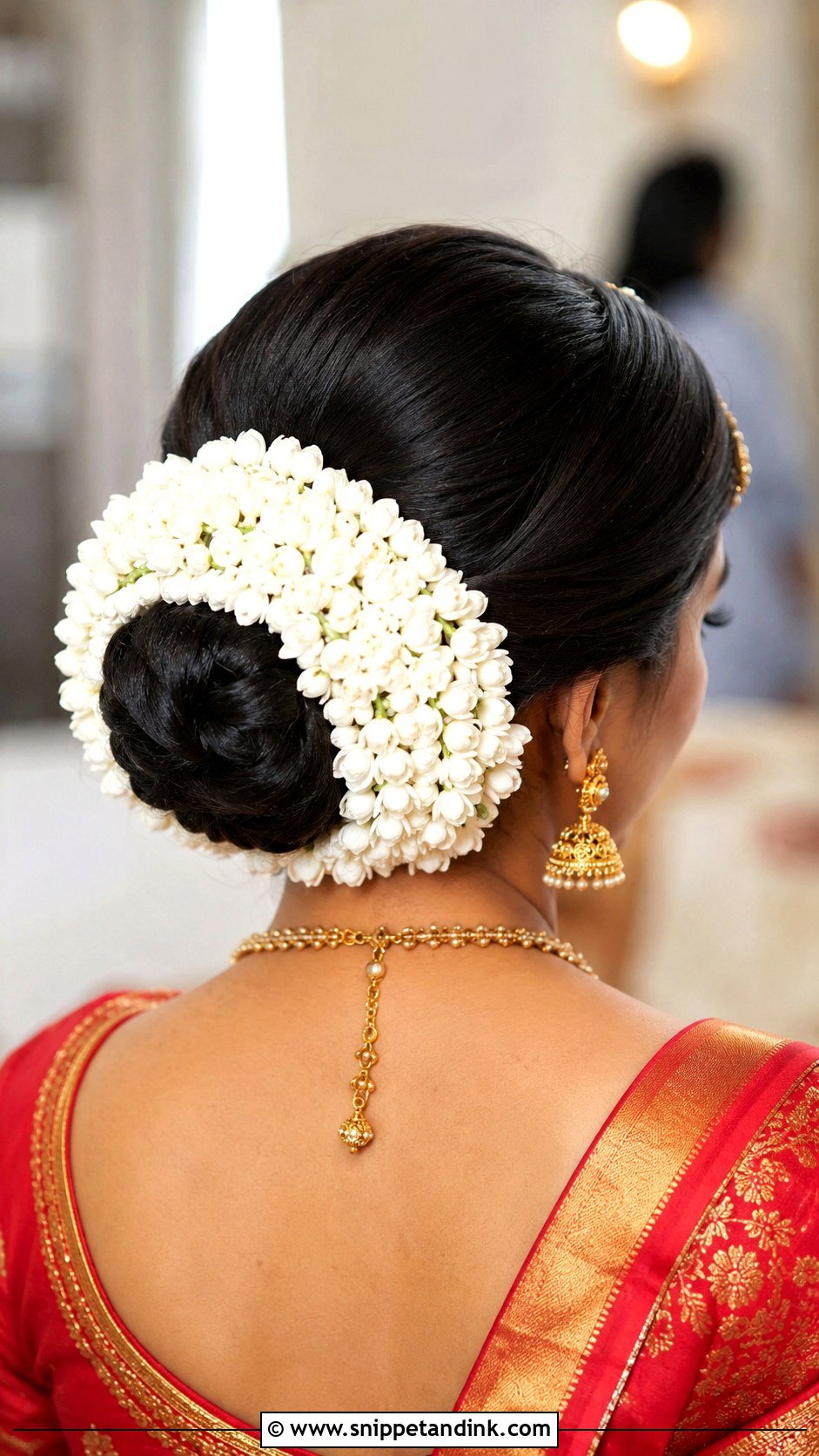 Indian Bridal Gajra Bun - Snippet and Ink - 15 Indian Bride Bun Hairstyle Ideas