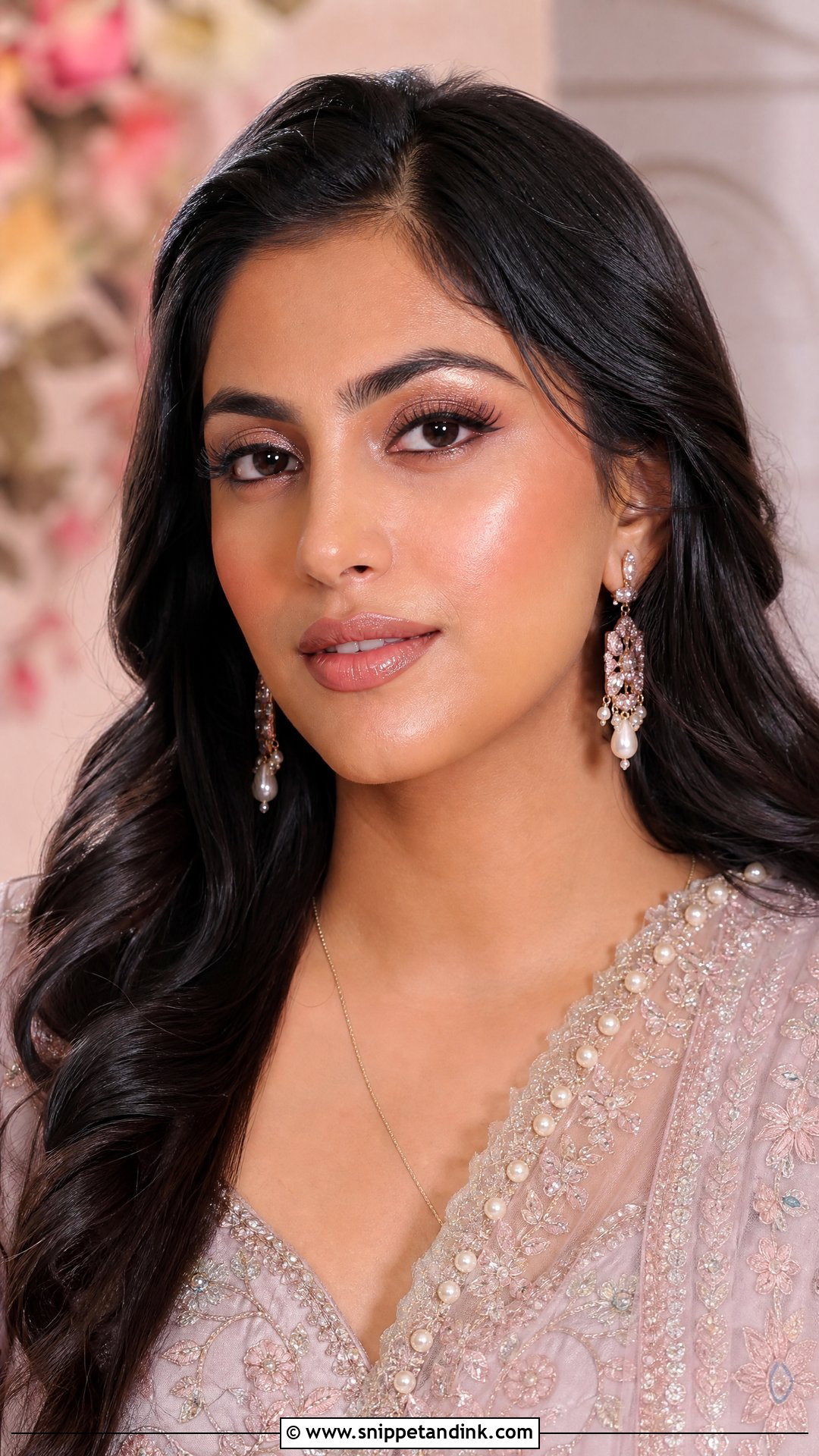 Indian Bridal Glass Skin Makeup With Soft Curls - Snippet and Ink - 20 Indian Wedding Makeup Bridal Looks Hair Styles Asian Bride