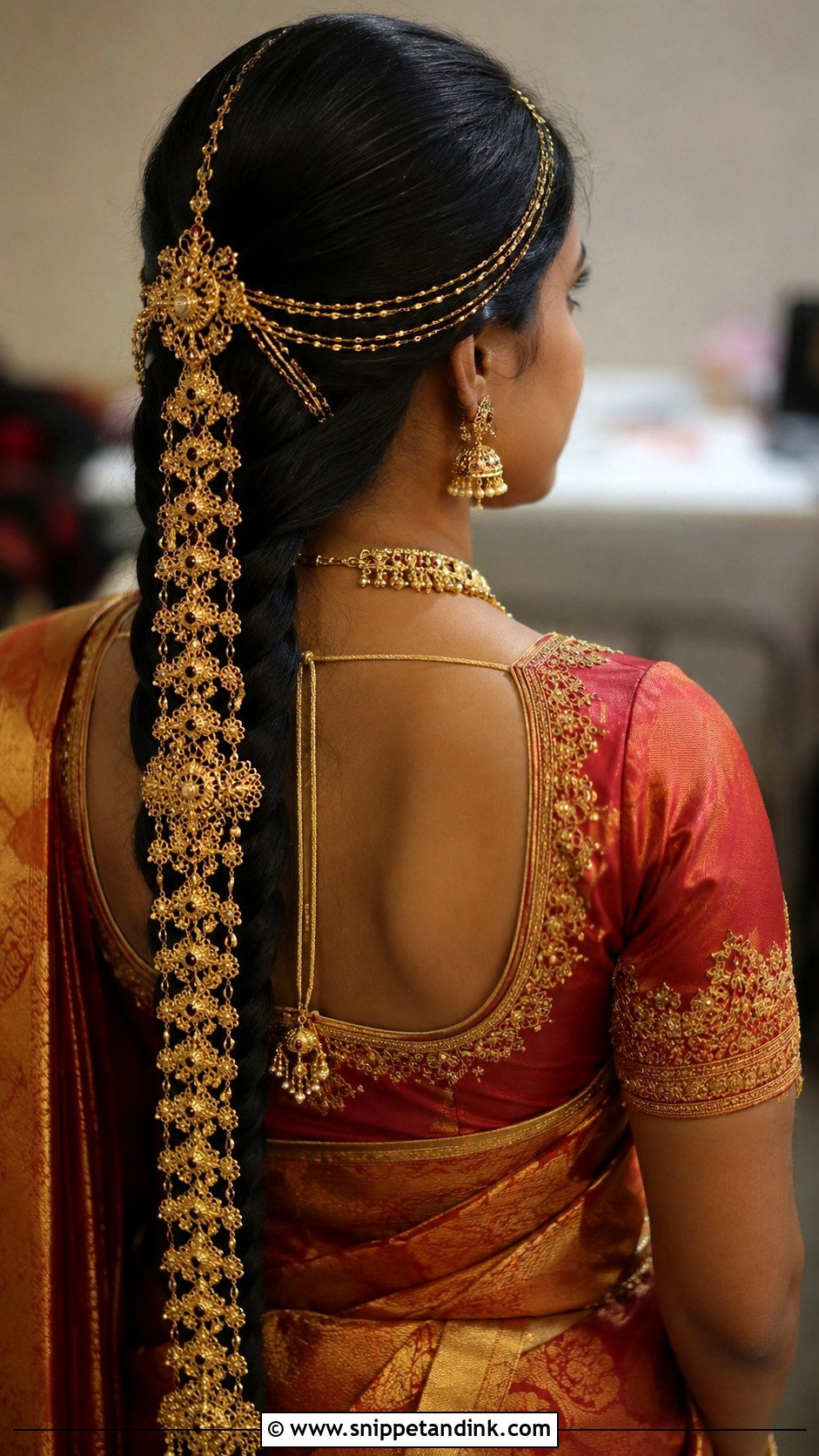Indian Bridal Gold Chain Braid - Snippet and Ink - 20 Indian Bride Braid Hairstyle Ideas