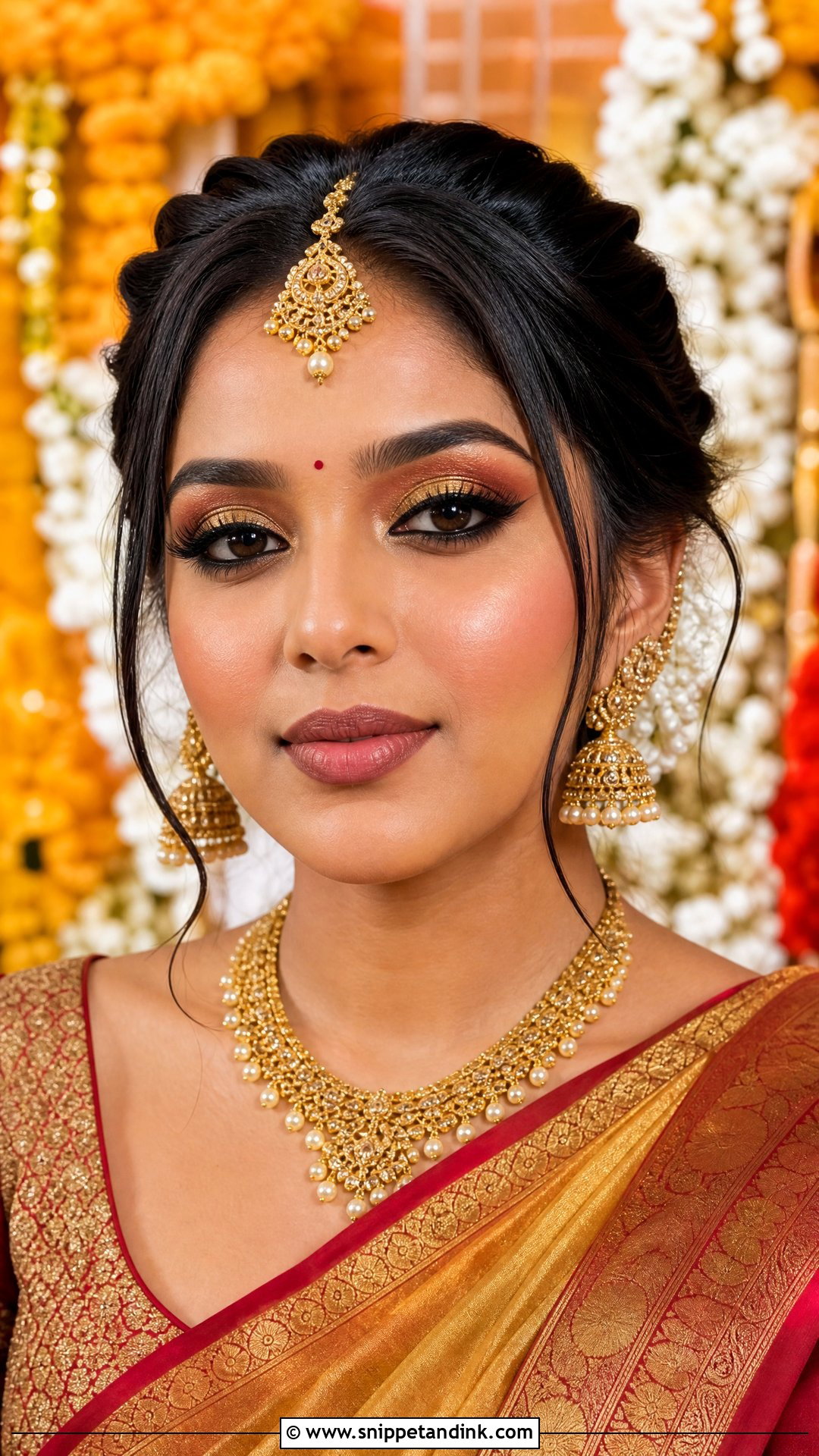 Indian Bridal Gold Eye Makeup - Snippet and Ink - 20 Desi Wedding Makeup Looks