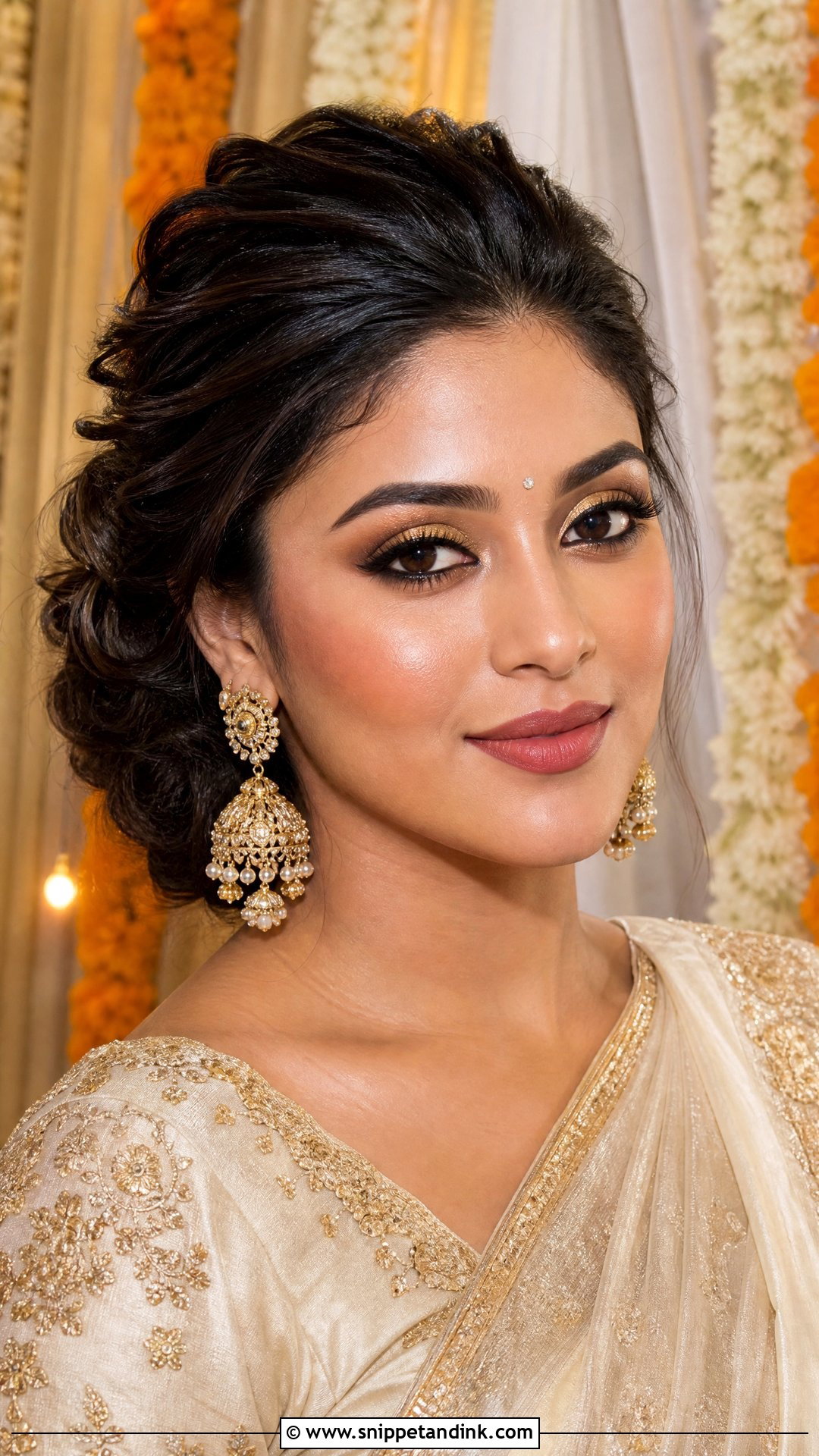 Indian Bridal Gold Eye Makeup - Snippet and Ink - 20 Asian Bride Makeup Ideas