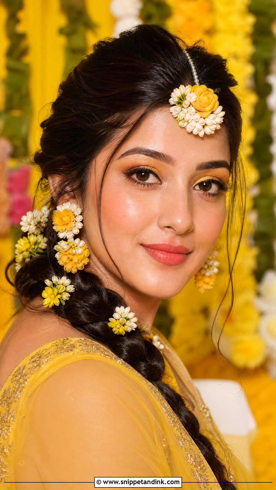 Indian Bridal Haldi Makeup With Braid - Snippet and Ink - 20 Indian Wedding Makeup Bridal Looks Hair Styles Asian Bride