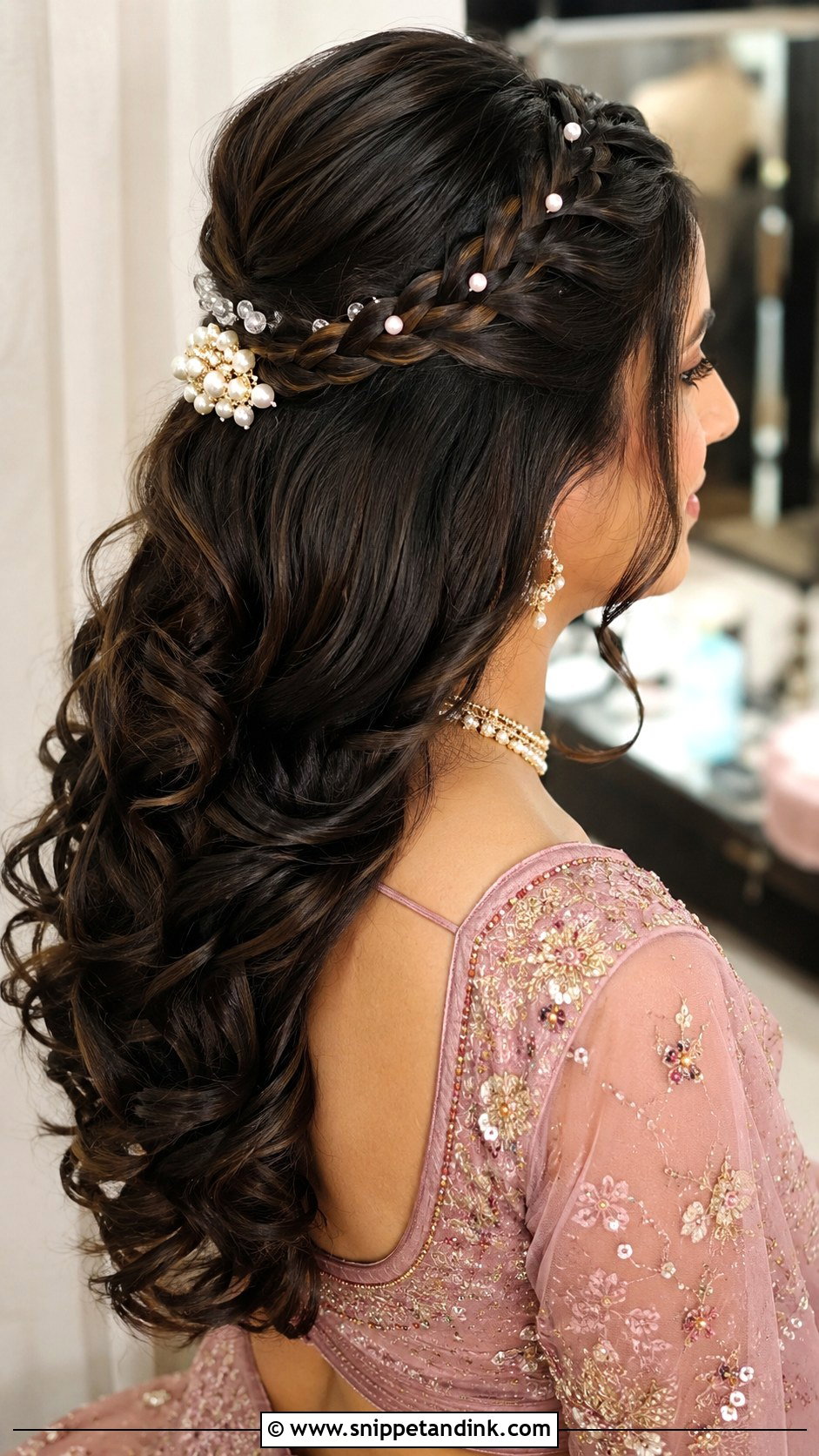 Indian Bridal Half Up Braid - Snippet and Ink - 20 Indian Bride Braid Hairstyle Ideas