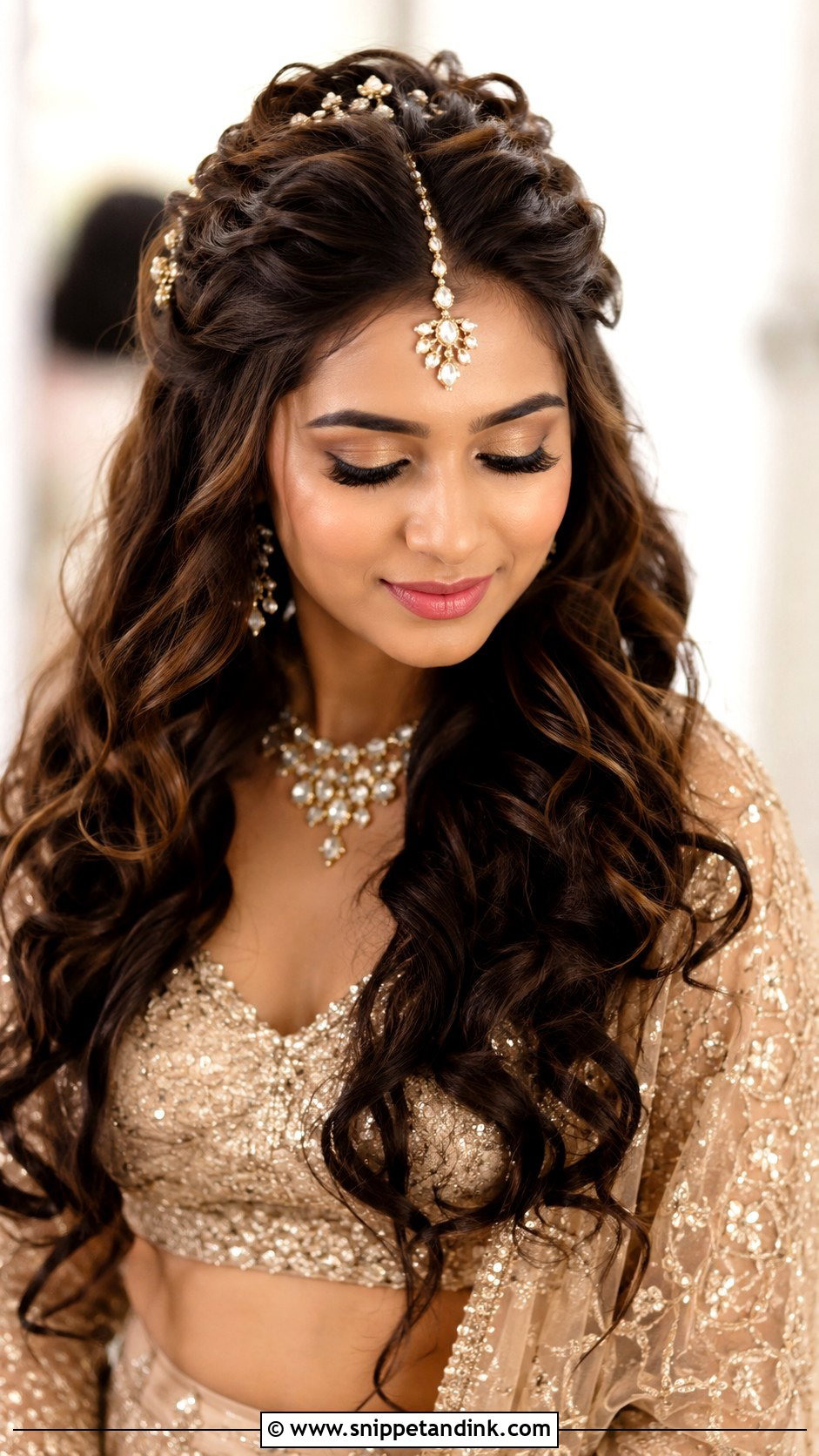 Indian Bridal Half Up Curls - Snippet and Ink - 15 Indian Bridal Hairdo Ideas