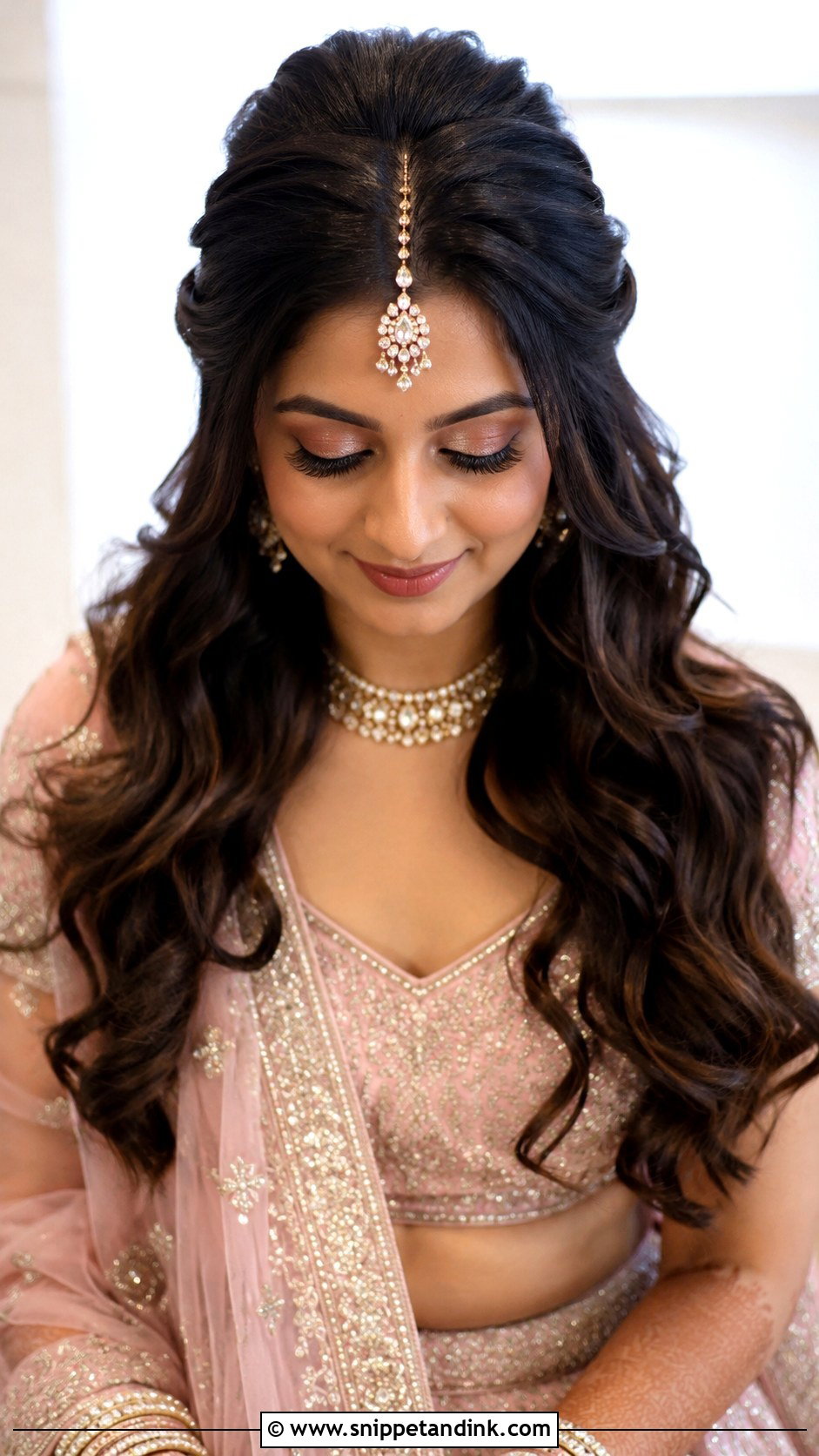 Indian Bridal Half Up Hairstyle - Snippet and Ink - 15 Indian Marriage Hairstyles