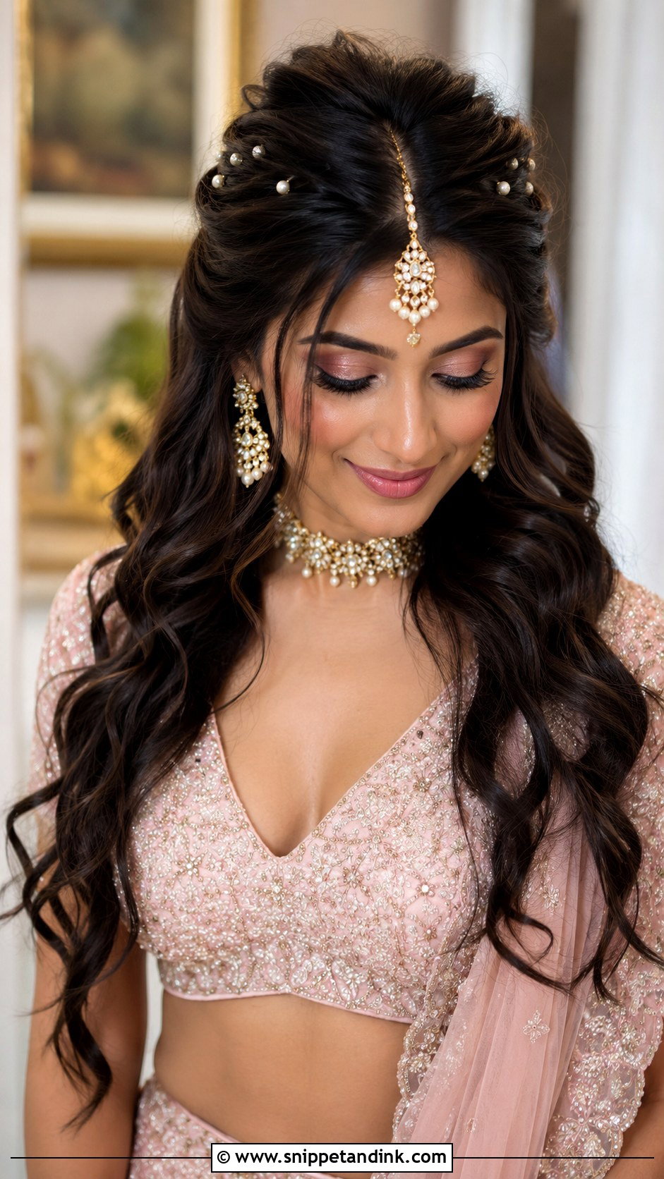 Indian Bridal Half Up Hairstyle - Snippet and Ink - 15 Indian Bride Hairstyles