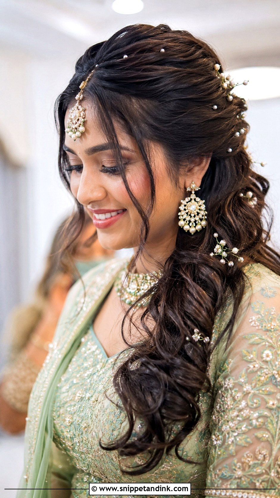 Indian Bridal Half Up Half Down Hair - Snippet and Ink - 15 Indian Bride Hairstyle Ideas