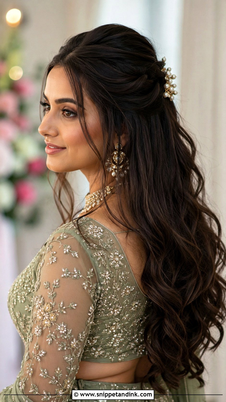 Indian Bridal Half Up Half Down Hair - Snippet and Ink - 15 Indian Hair Styles for Bridal