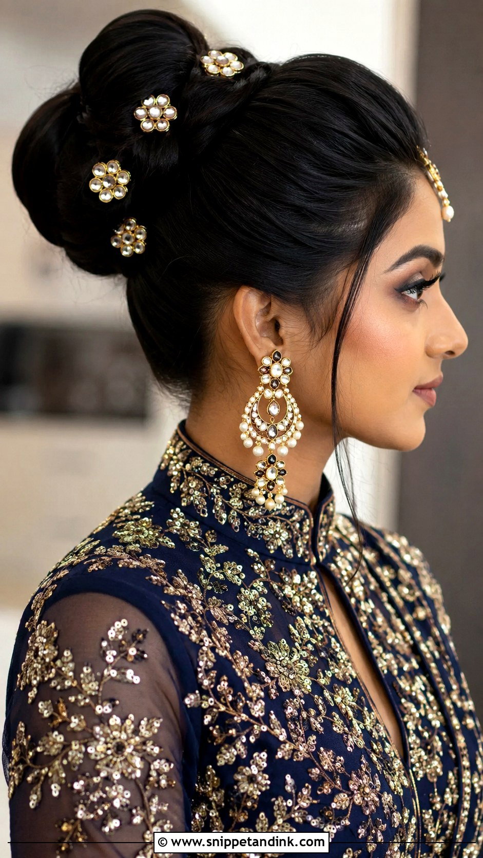 Indian Bridal High Bun - Snippet and Ink - 15 Indian Hairstyle for Marriage Ideas