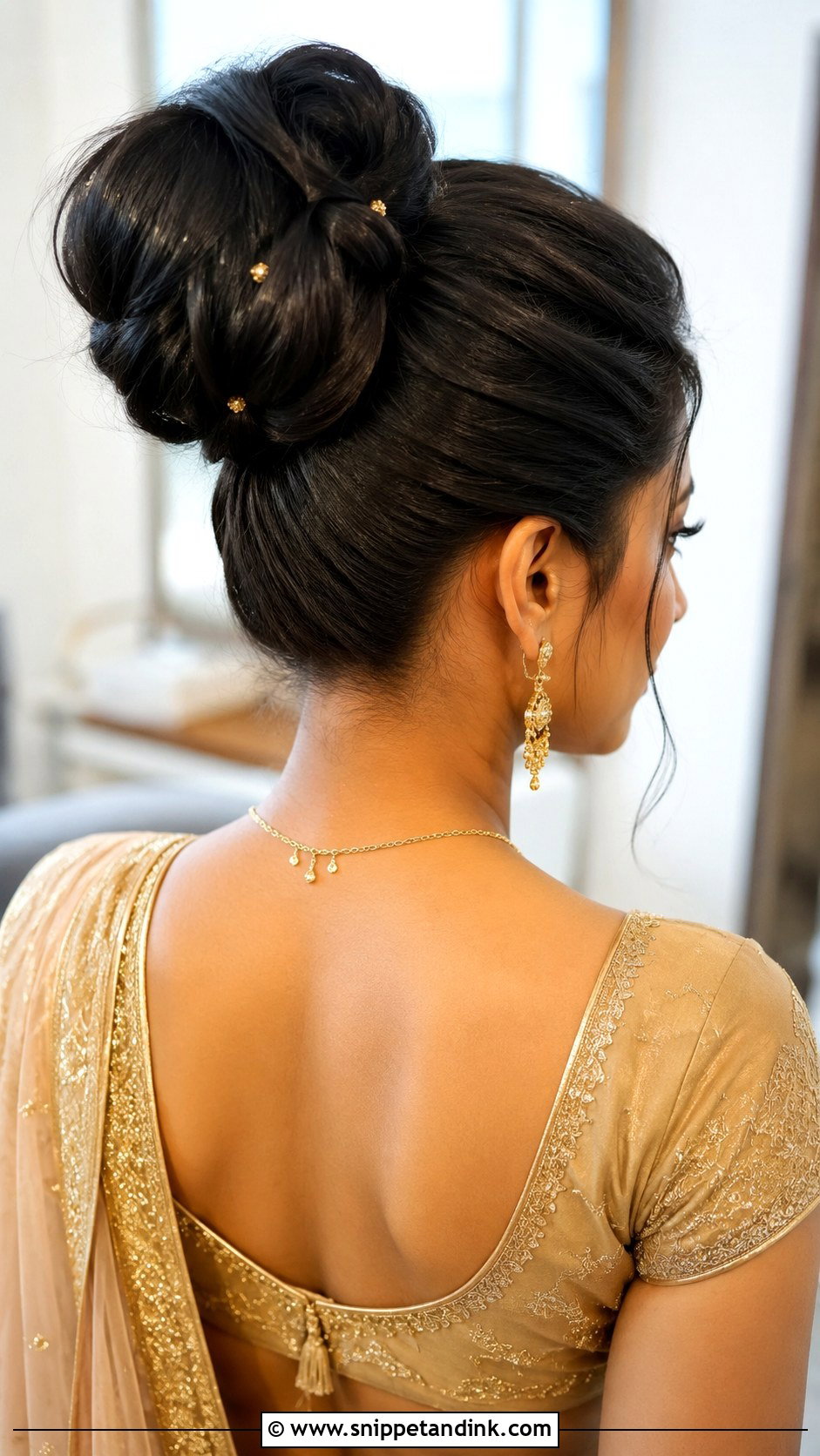Indian Bridal High Bun - Snippet and Ink - 20 Indian Bridal Hair Bun Style Ideas
