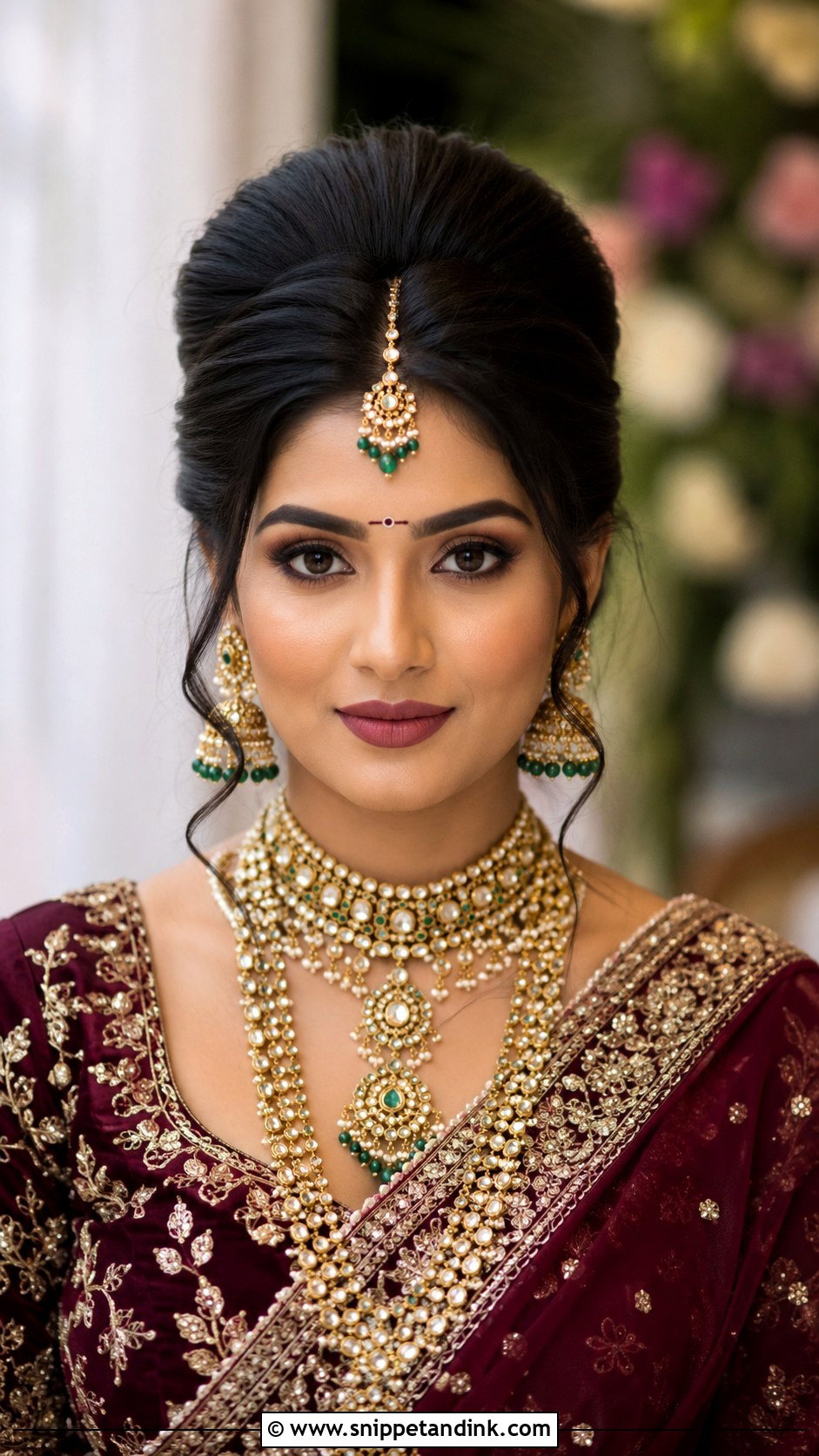 Indian Bridal High Bun Front View - Snippet and Ink - 20 Indian Front View Bridal Hairstyles