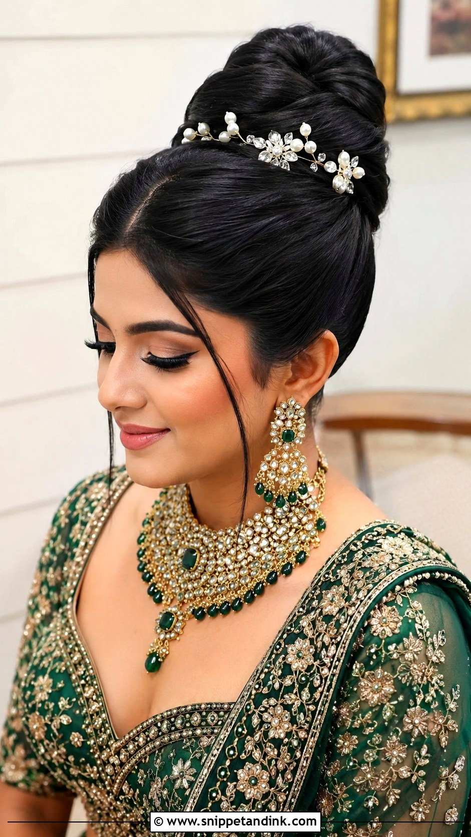 Indian Bridal High Bun - Snippet and Ink - 15 Indian Bride Wedding Hairstyles