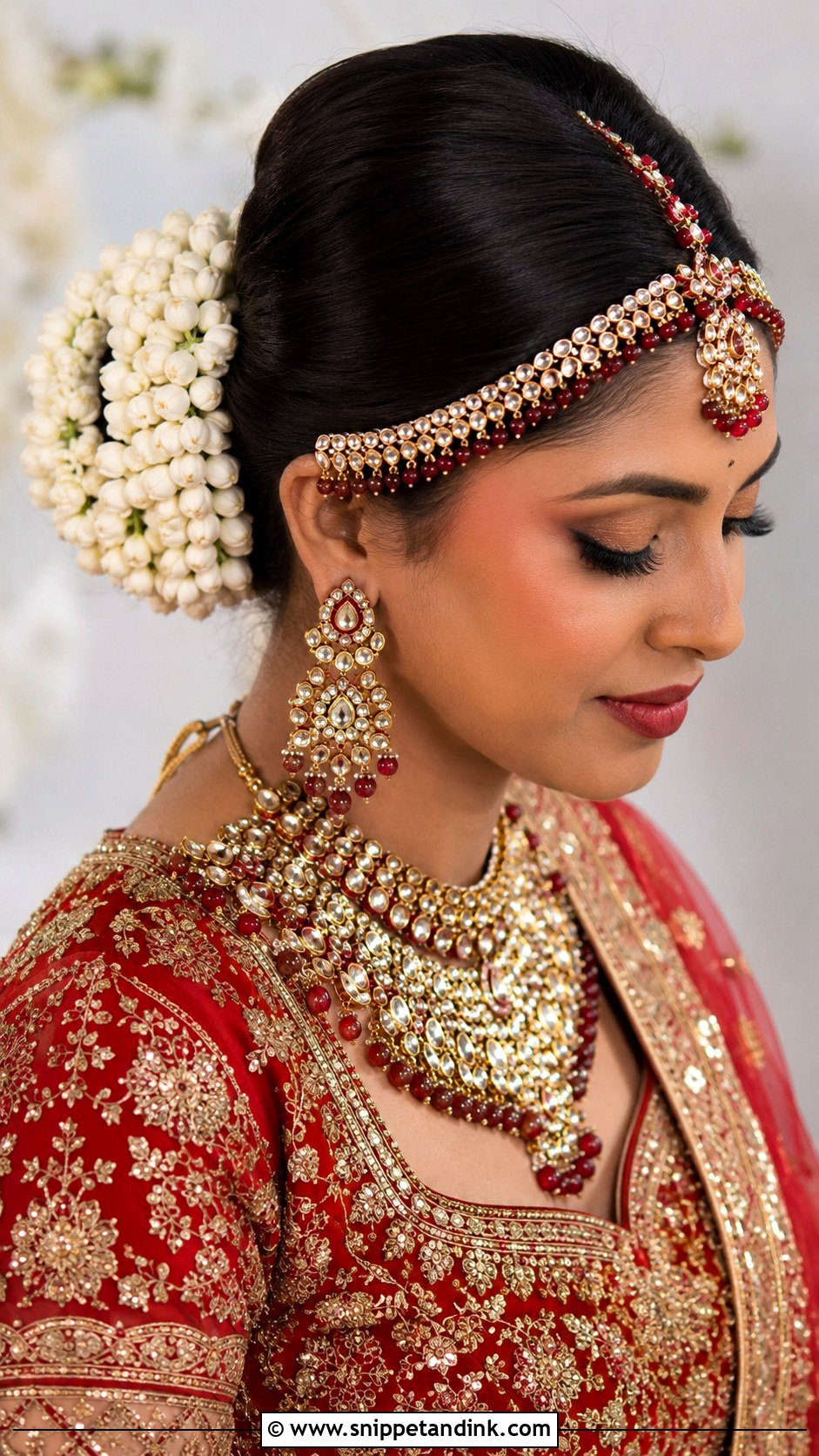 Indian Bridal Juda Bun With Matha Patti - Snippet and Ink - 15 Indian Bridal Juda Buns Hairstyle