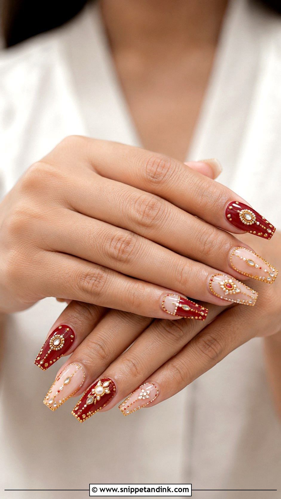 Indian Bridal Kundan Nails - Snippet and Ink - 30 Indian Bridal Nails