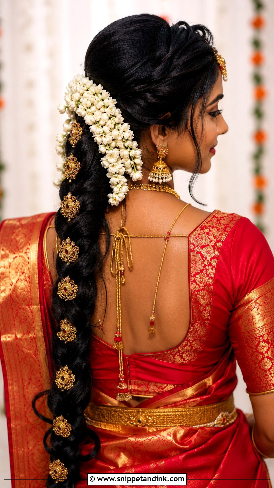 Indian Bridal Long Braid For Round Face - Snippet and Ink - 15 Indian Bridal Hairstyles for Round Face