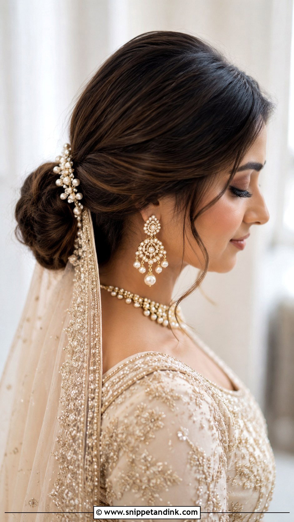 Indian Bridal Low Bun - Snippet and Ink - 15 Indian Bride Bun Hairstyle Ideas